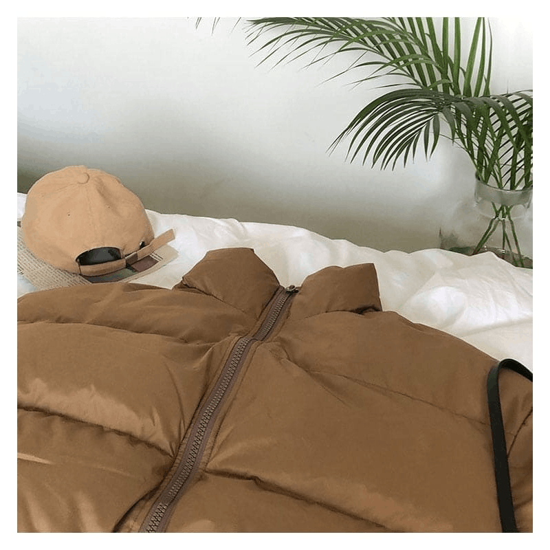 Japanese Brand × Vintage Oversized simple puffer jacket with full zip (Brown) Size US XL / EU 56 / 4 - 2 Thumbnail