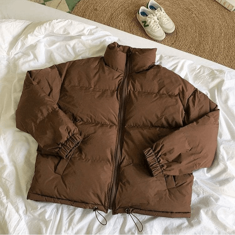 Japanese Brand × Vintage Oversized simple puffer jacket with full zip (Brown) Size US XL / EU 56 / 4 - 1 Thumbnail