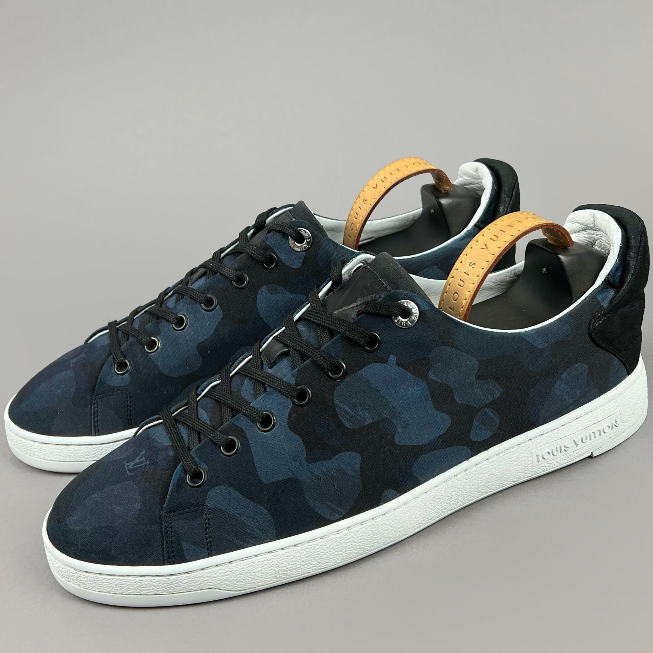 Louis Vuitton Blue Camouflage Fabric Frontrow Low Top Sneakers Size 43.5 Louis  Vuitton