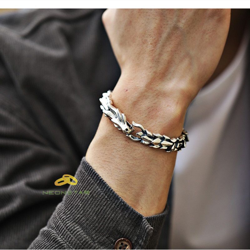 Jewelry 19cm Dragon Silver Bracelet Size ONE SIZE - 10 Thumbnail