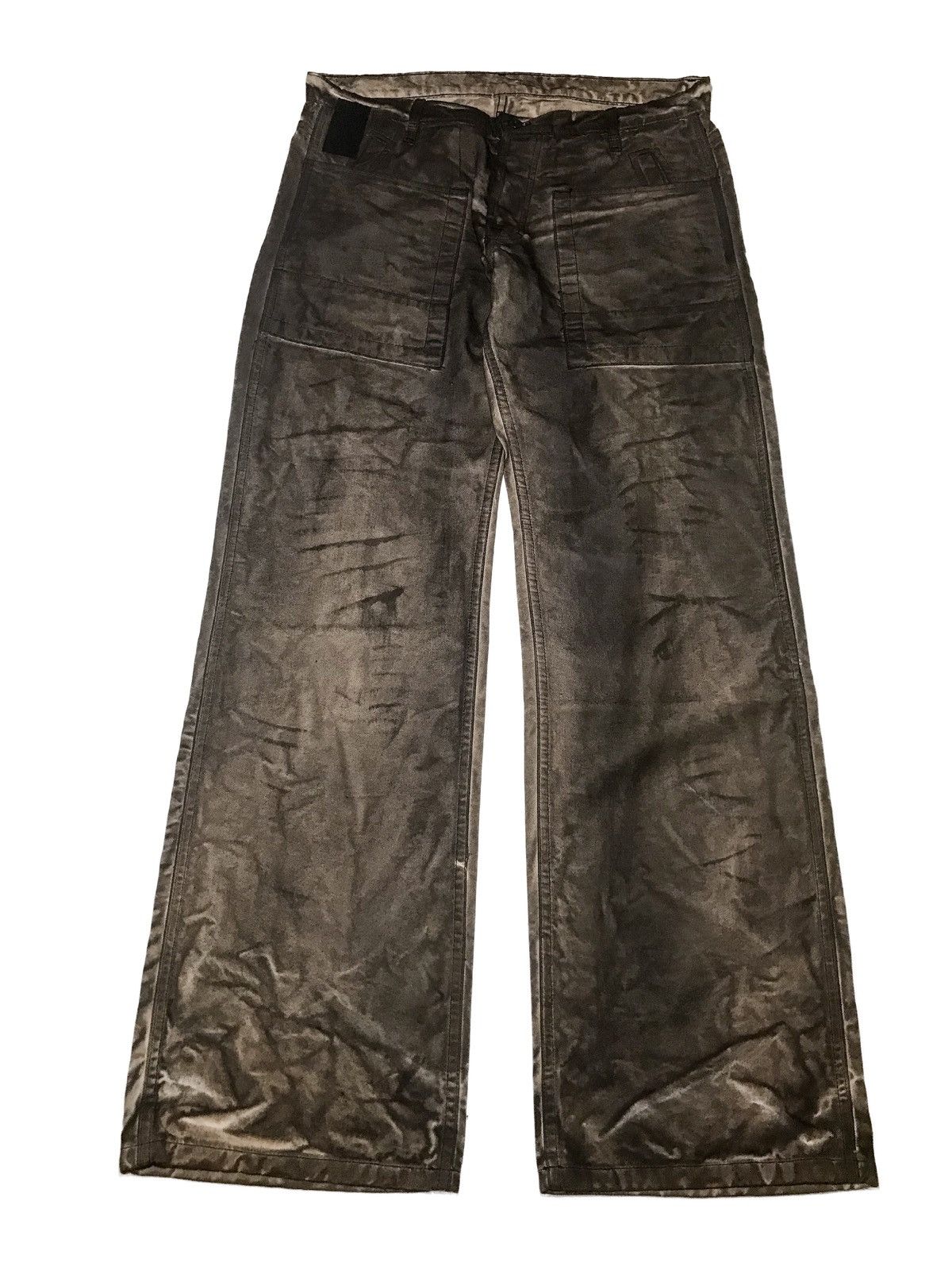 Rick Owens Rick Owens SLAB Waxed Burnt Reinforced Archive Cargo Denim ...