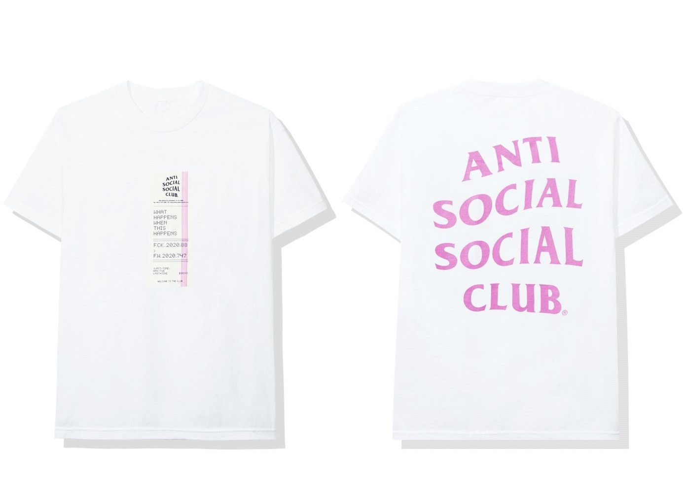 DS Pink ASSC Read Receipts White Tee BAPE KITH KAWS FTP FOG
