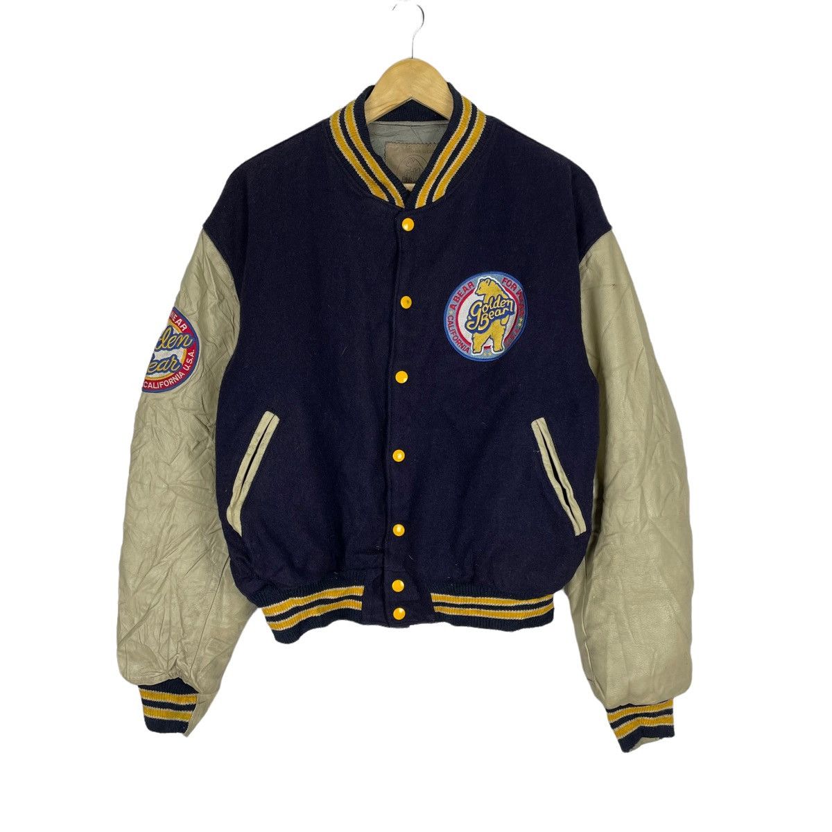 Golden Bear 🔥90s GOLDEN BEAR VARSITY LEATHER JACKET Size US XL / EU 56 / 4 - 2 Thumbnail
