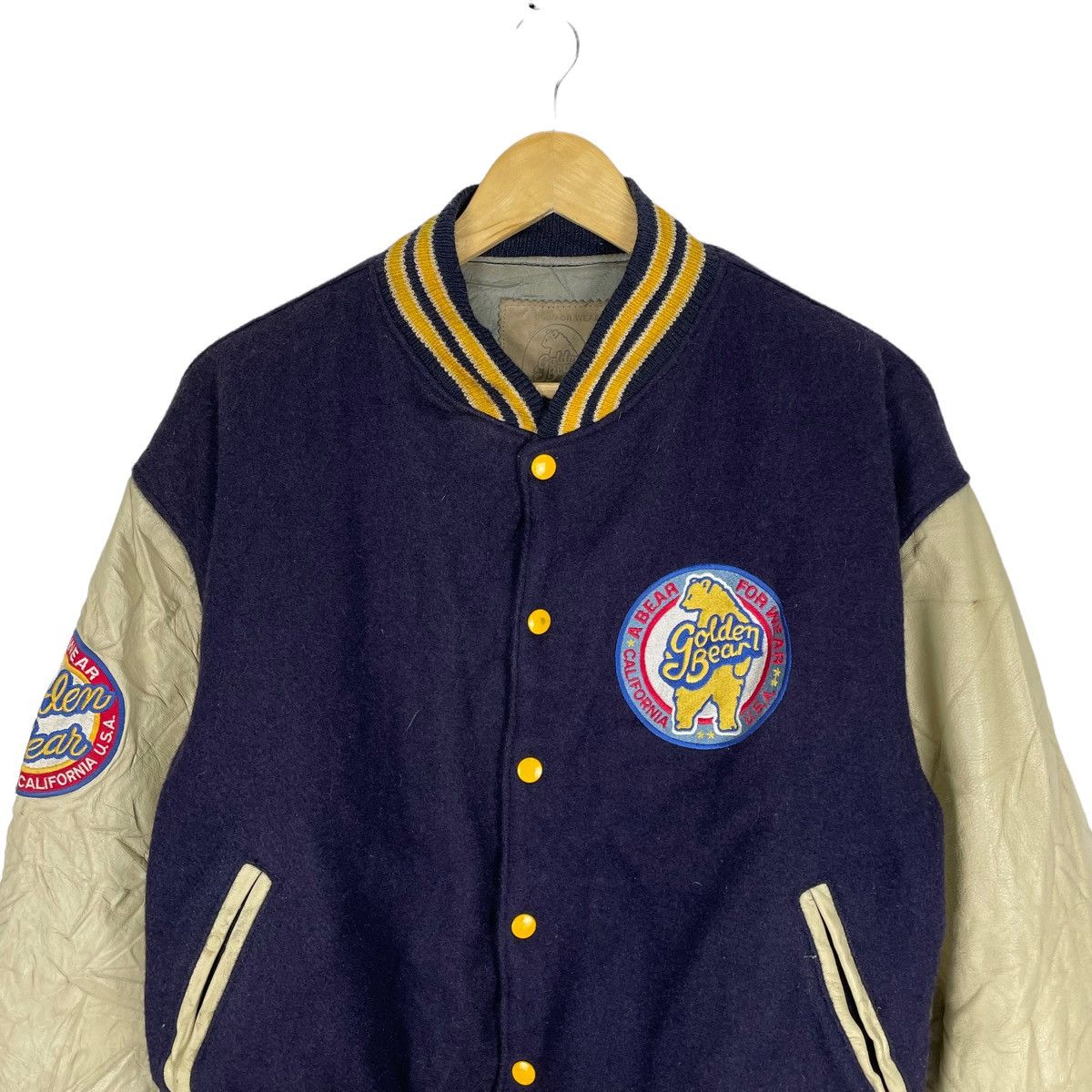 Golden Bear 🔥90s GOLDEN BEAR VARSITY LEATHER JACKET Size US XL / EU 56 / 4 - 3 Thumbnail