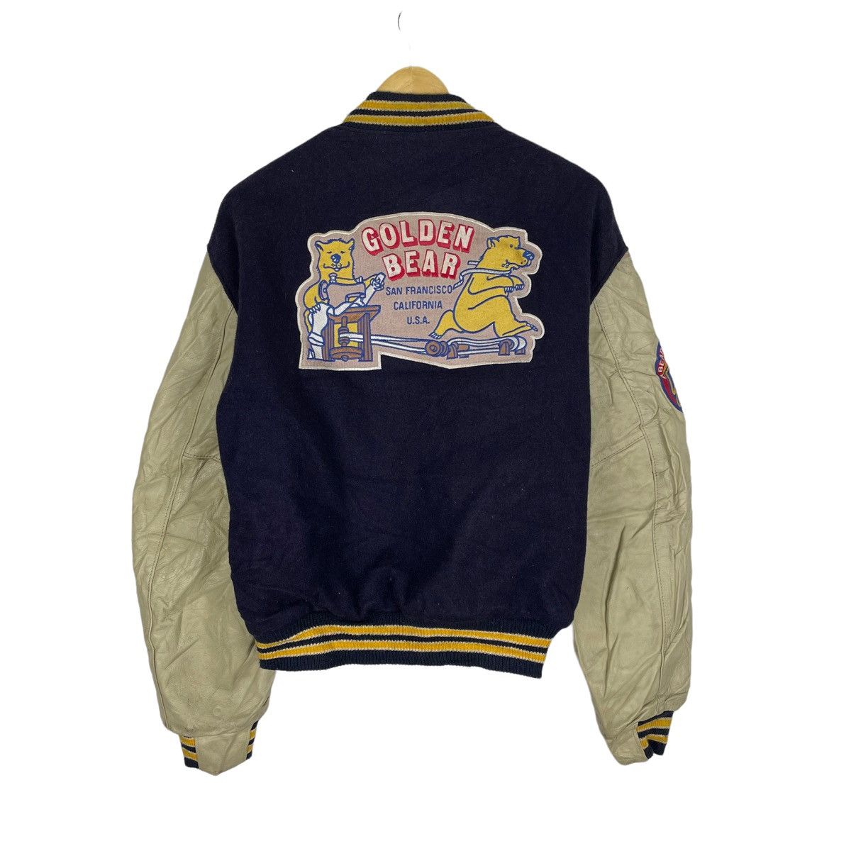 Golden Bear 🔥90s GOLDEN BEAR VARSITY LEATHER JACKET Size US XL / EU 56 / 4 - 1 Thumbnail