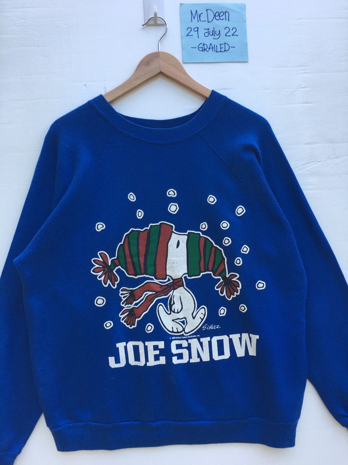 image of Cartoon Network x Vintage Peanut Snoopy Christmas Sweater in Blue, Men's (Size Medium)