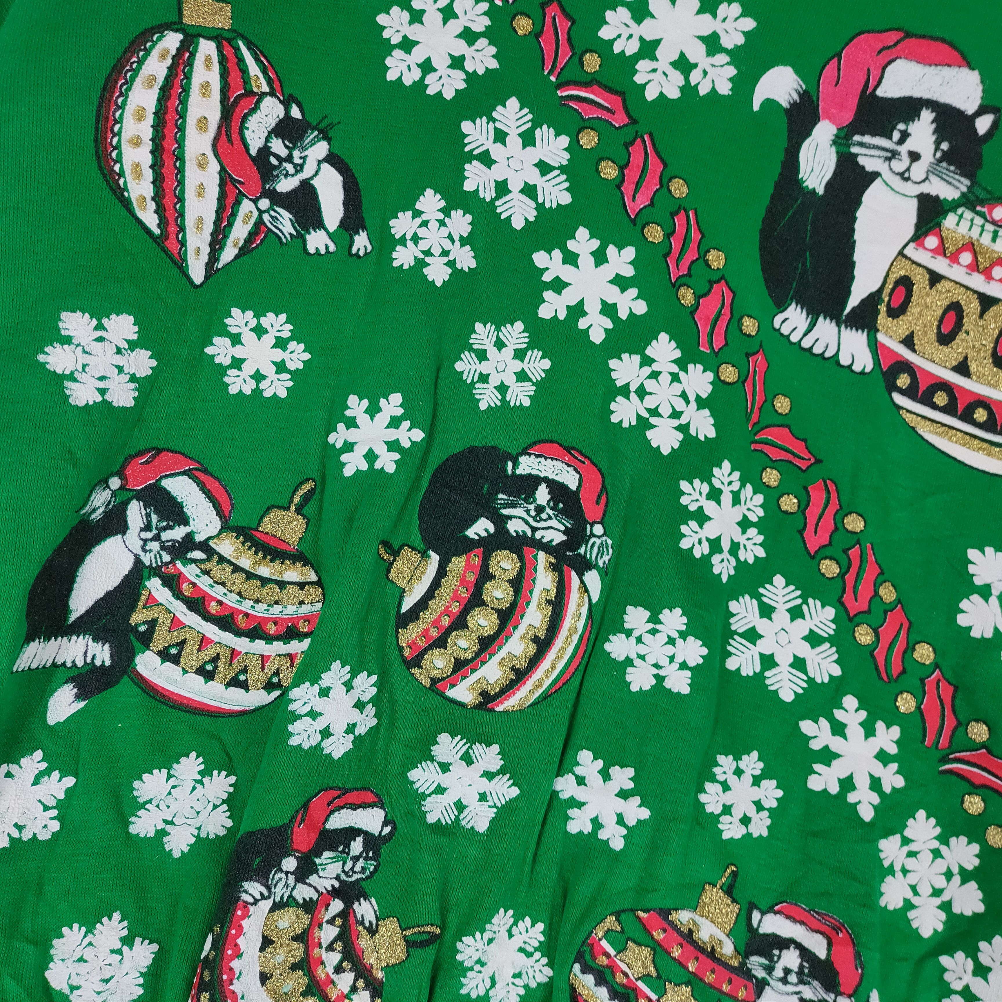 Other CHRISTMAS FULL PRINTED Cat and Snow Flakes Sweatshirt Size US XL / EU 56 / 4 - 2 Thumbnail