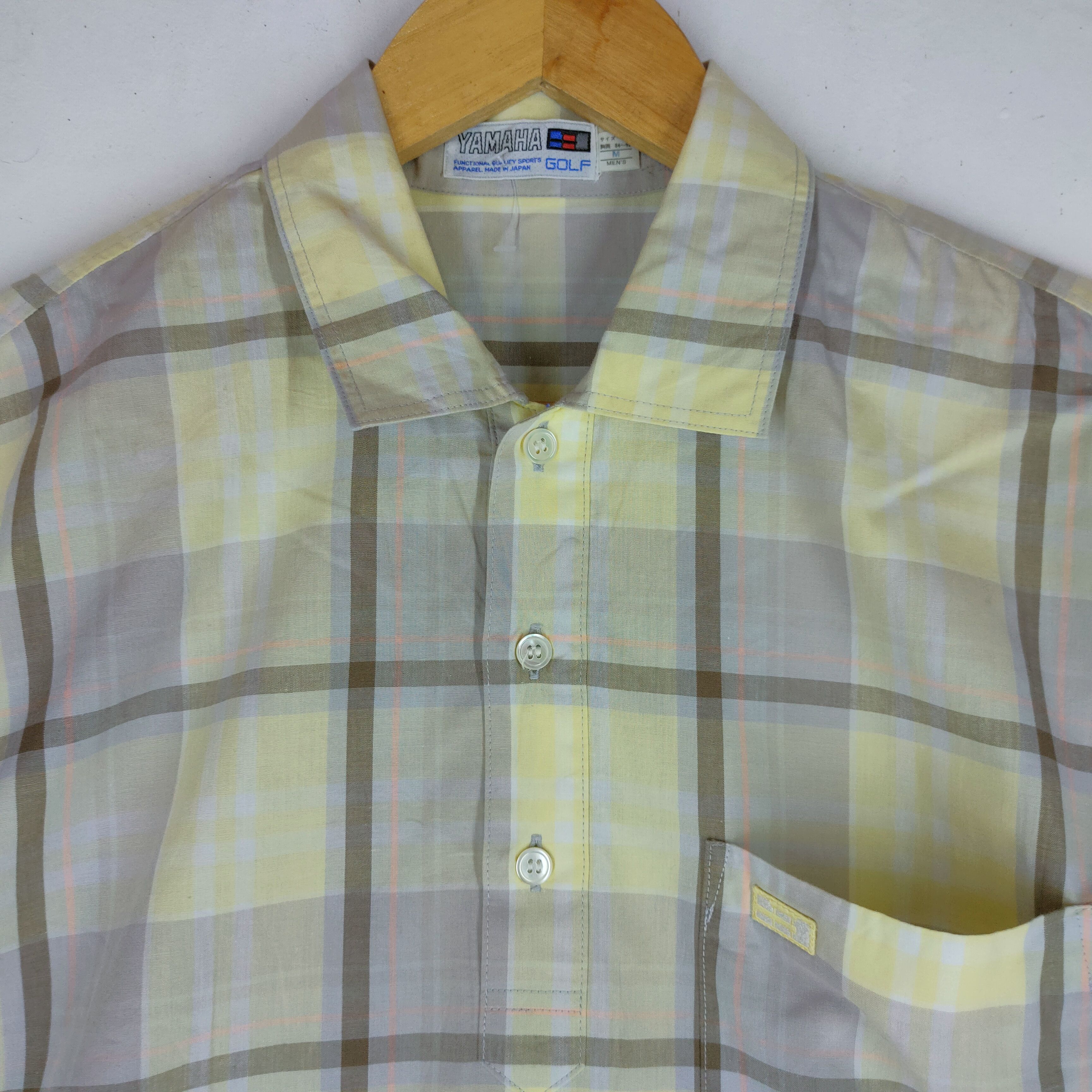 Japanese Brand Vintage YAMAHA GOLF Half Button Grid Pattern Shirt Size US L / EU 52-54 / 3 - 4 Thumbnail