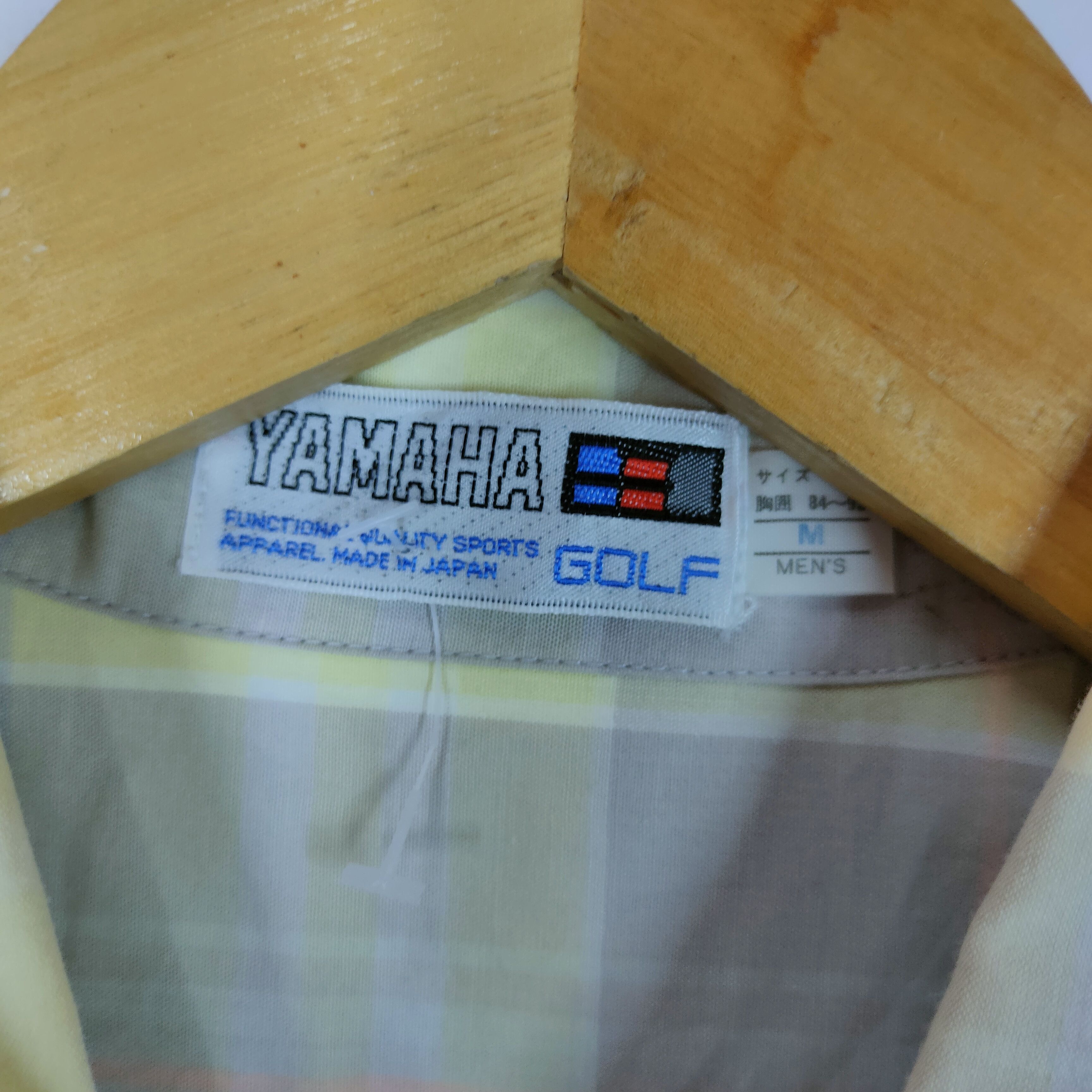 Japanese Brand Vintage YAMAHA GOLF Half Button Grid Pattern Shirt Size US L / EU 52-54 / 3 - 6 Thumbnail