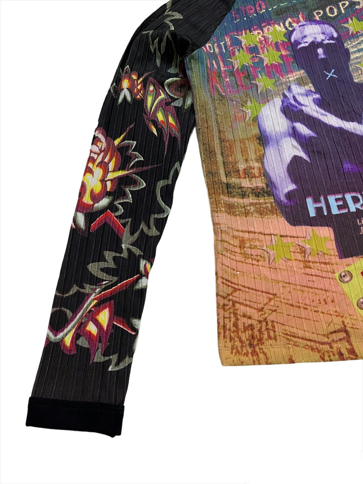 Vintage Made In Usa Full Printed Stretch Long Leeve Shirt