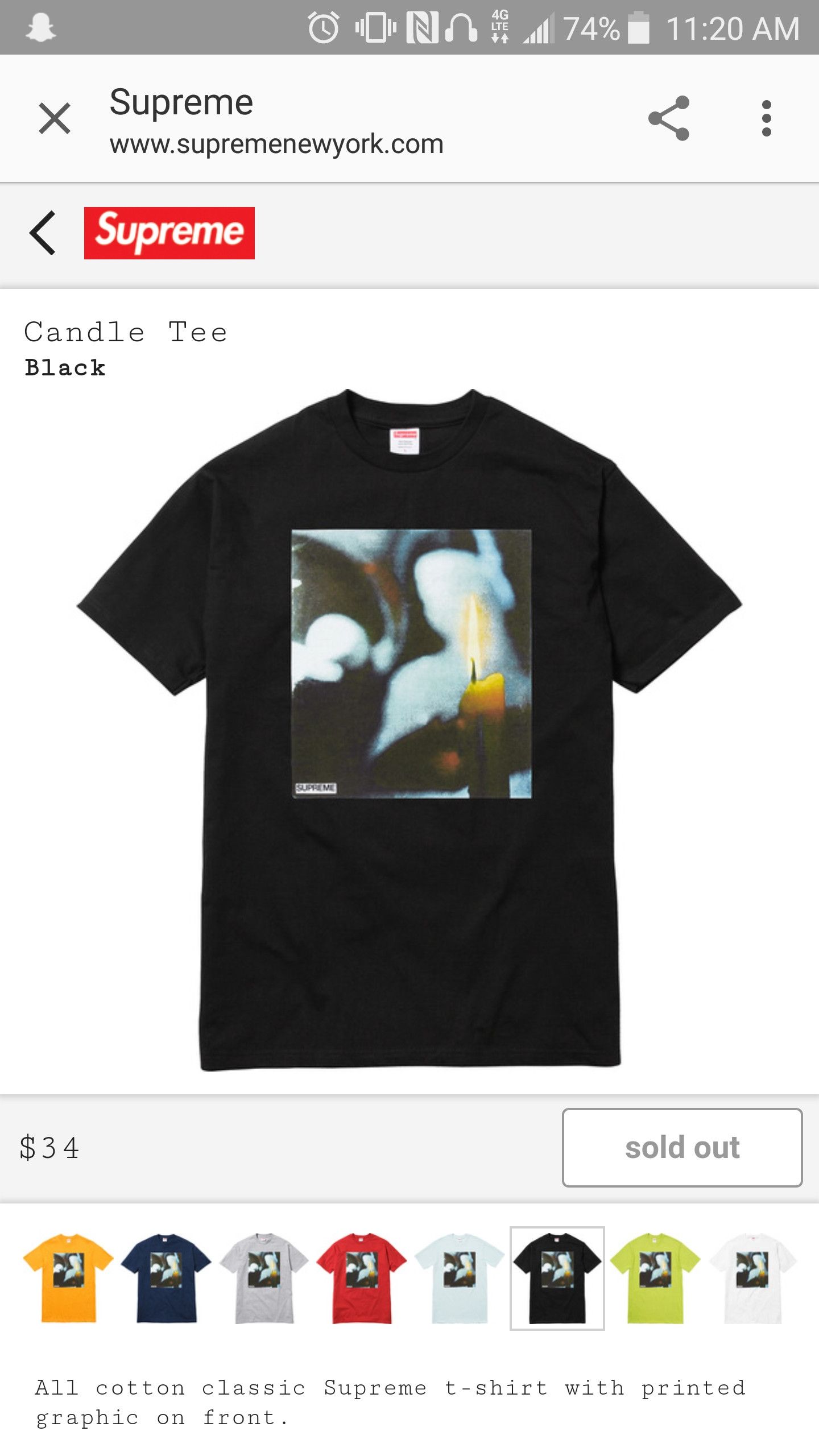 Supreme best sale candle tee