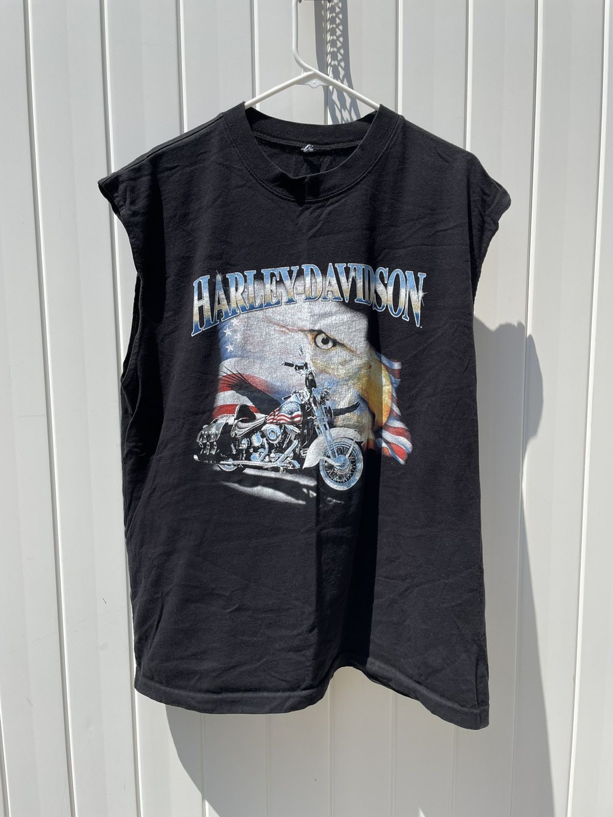 Harley-Davidson Cut-off Back Print Motorcycle Bike T-Shirt Men's XXL /eaa453164