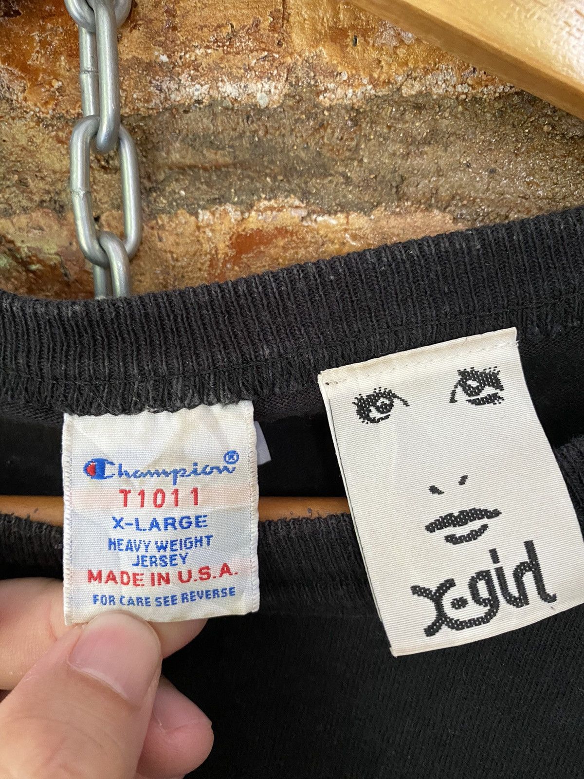 20471120 × Champion × Japanese Brand Vtg X-GIRL camo x Champion tee Size US XL / EU 56 / 4 - 9 Thumbnail