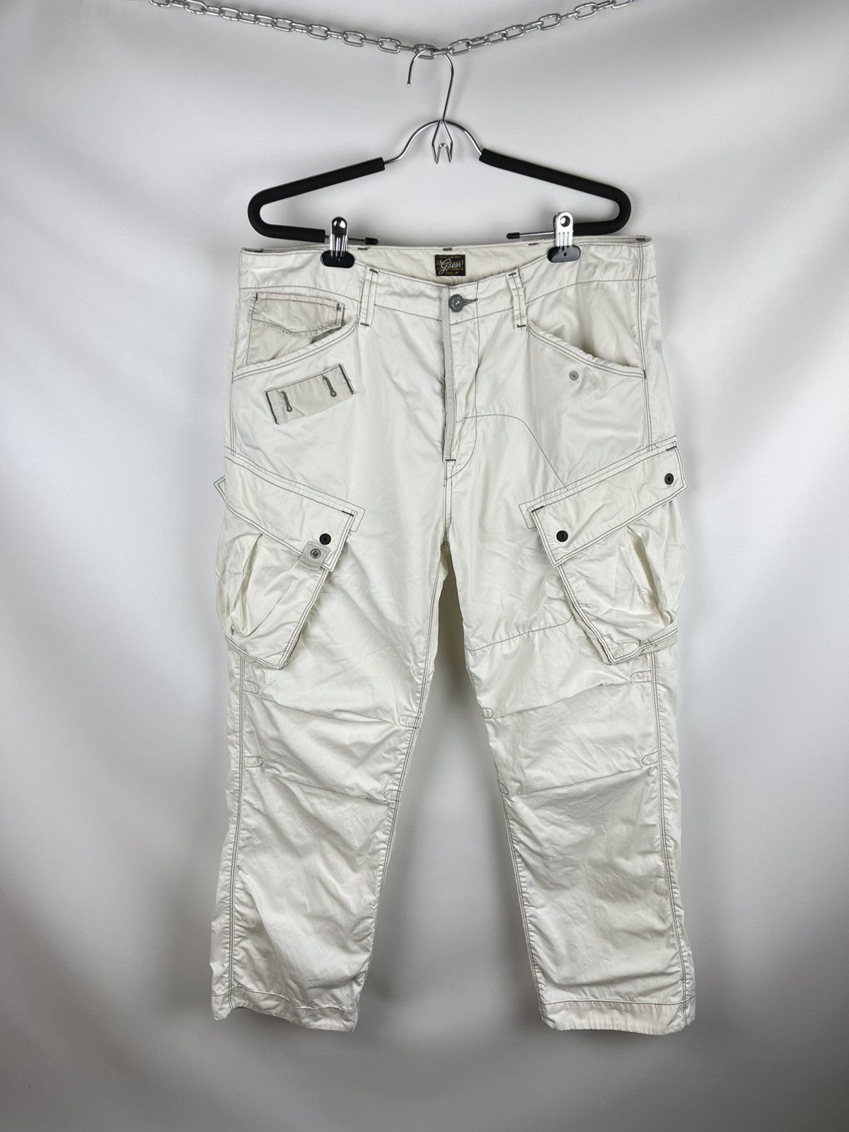 image of G Star Raw x Gstar G-Star Raw Halo Rovic Art Loose Vintage Cargo Pants Travis in Cream/White (Size 