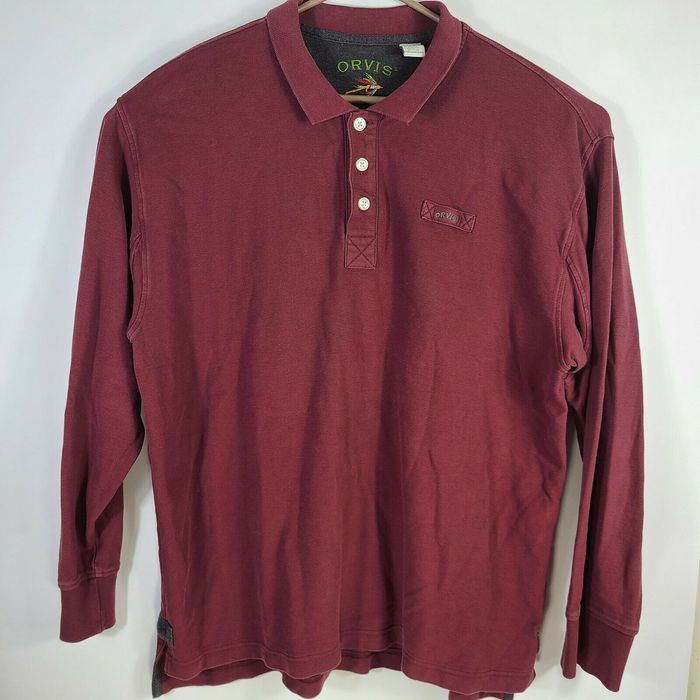 Orvis Vintage Orvis Fly Fishing Heavyweight LS Polo Rugby Shirt XL