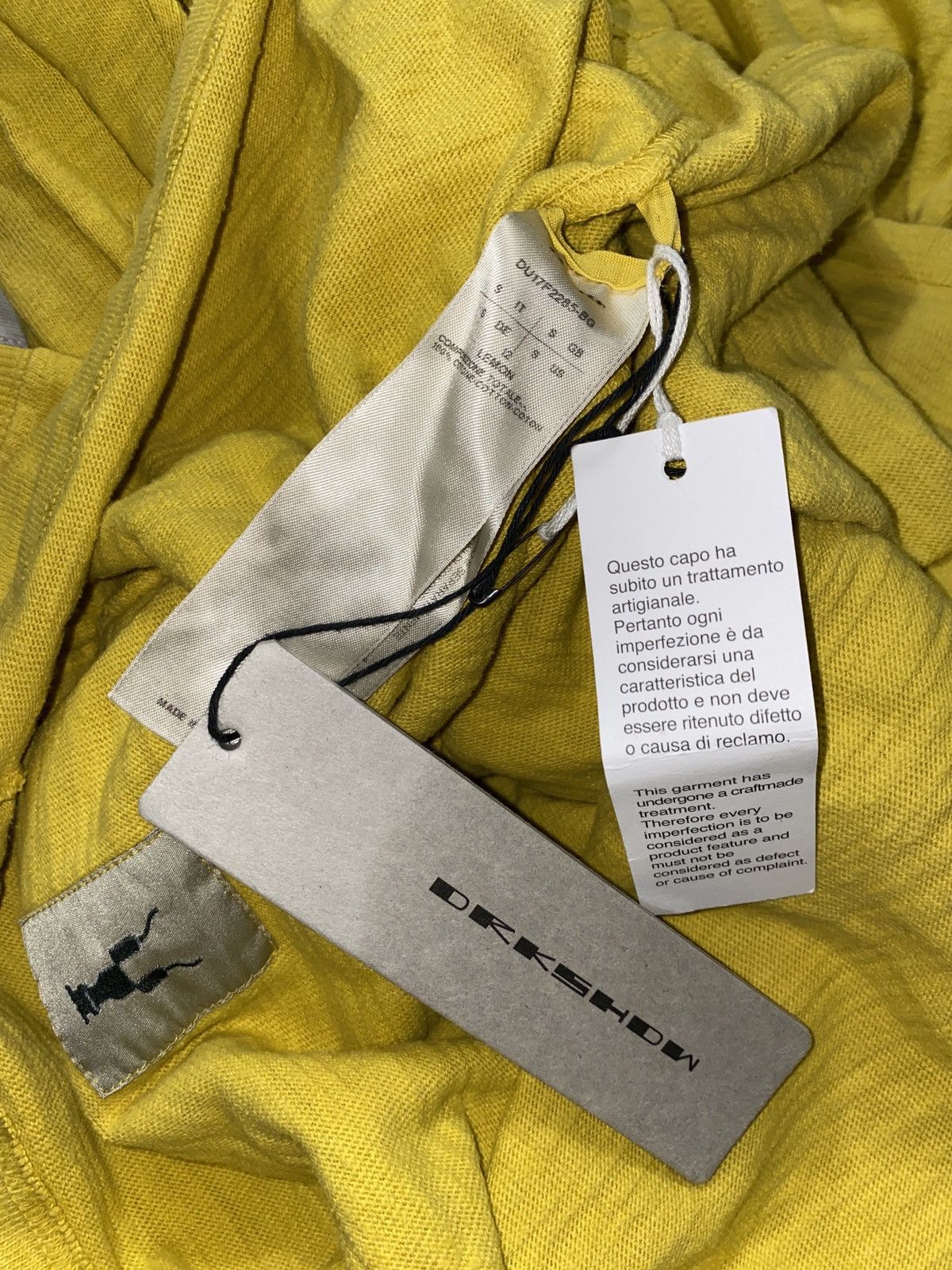 Rick Owens Drkshdw BNWT lemon yellow rick owens hoodie sweatshirt Size US M / EU 48-50 / 2 - 6 Thumbnail