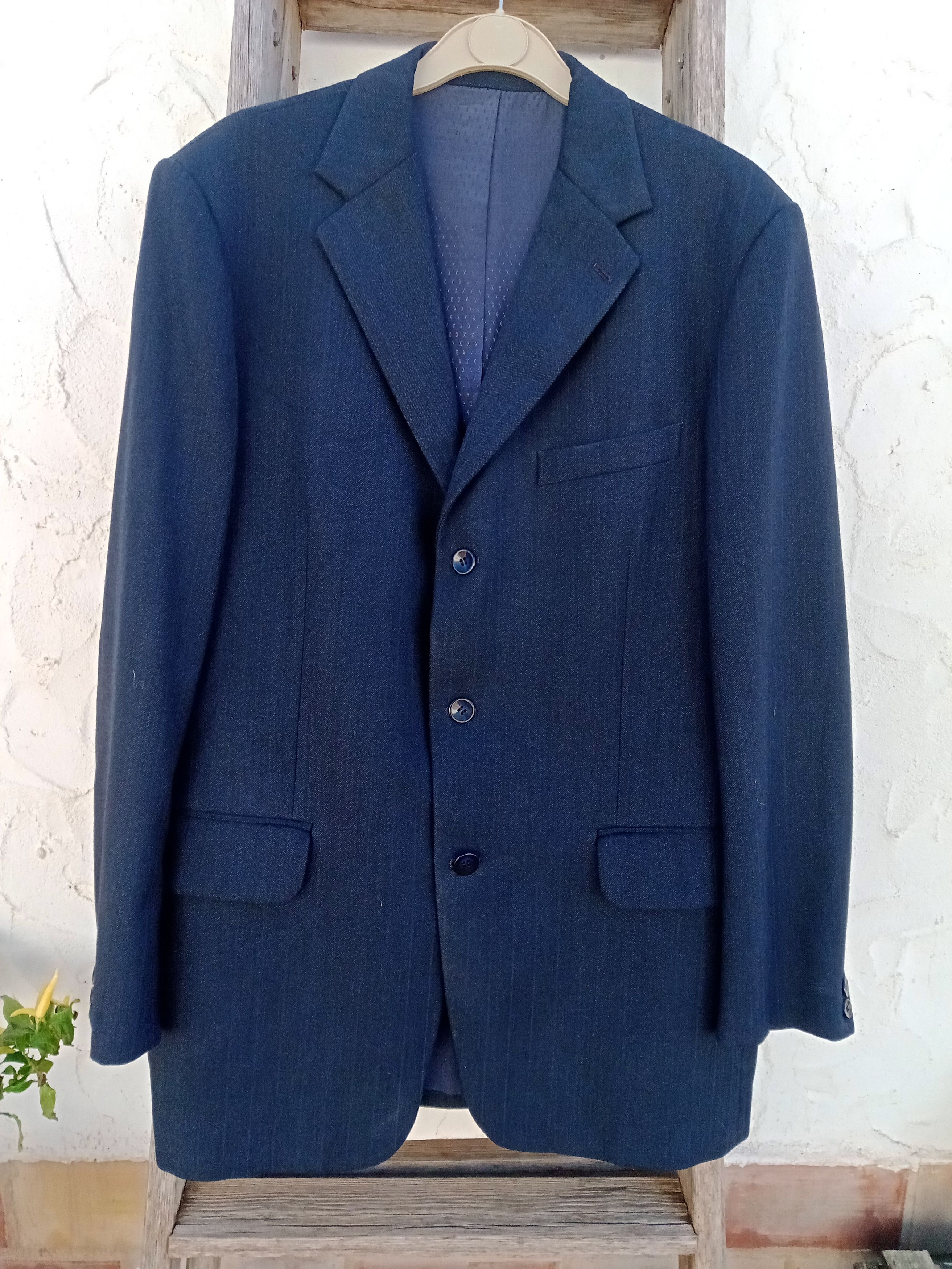 Costume Homme Eural En Laine Tergal - Taille S (46), Beige à Petits Carreaux - Excellent état, Fabriqué En France