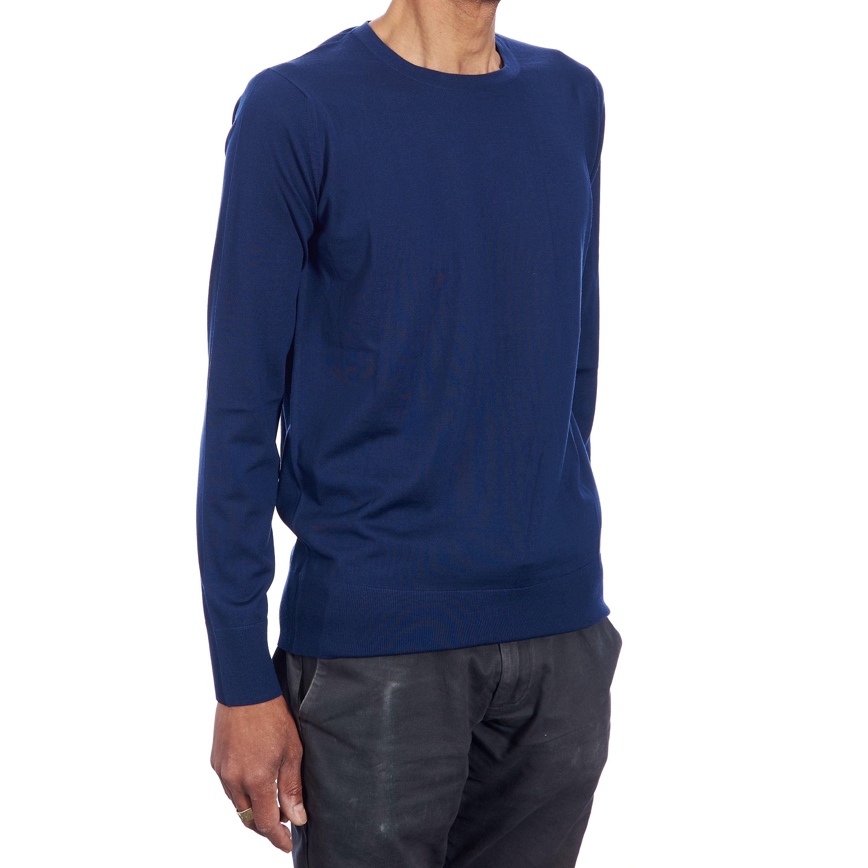Loro Piana Crewneck T-Shirt In Oltreoceano Unito Blue Wish Wool Size US S / EU 44-46 / 1 - 8 Thumbnail