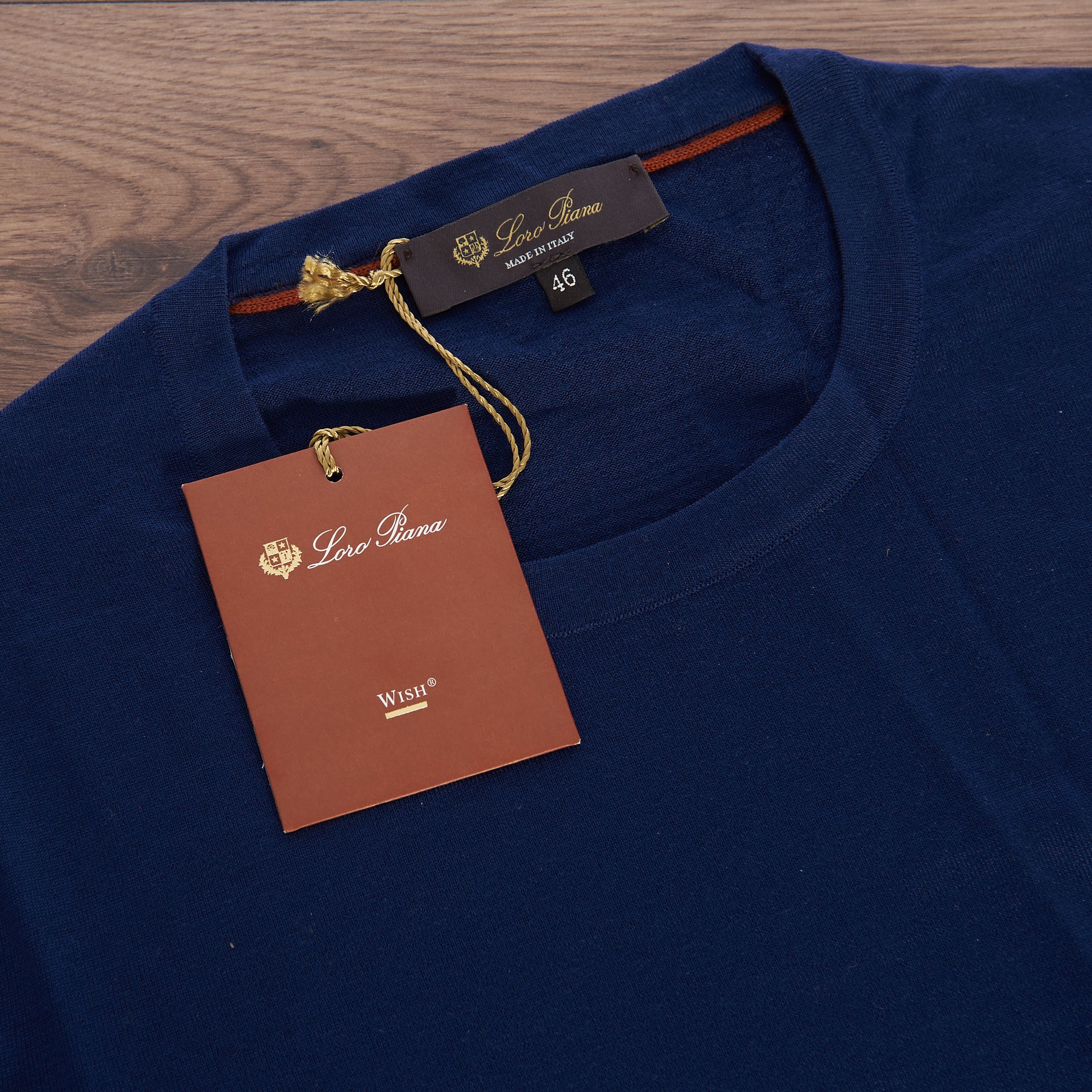 Loro Piana Crewneck T-Shirt In Oltreoceano Unito Blue Wish Wool Size US S / EU 44-46 / 1 - 9 Thumbnail