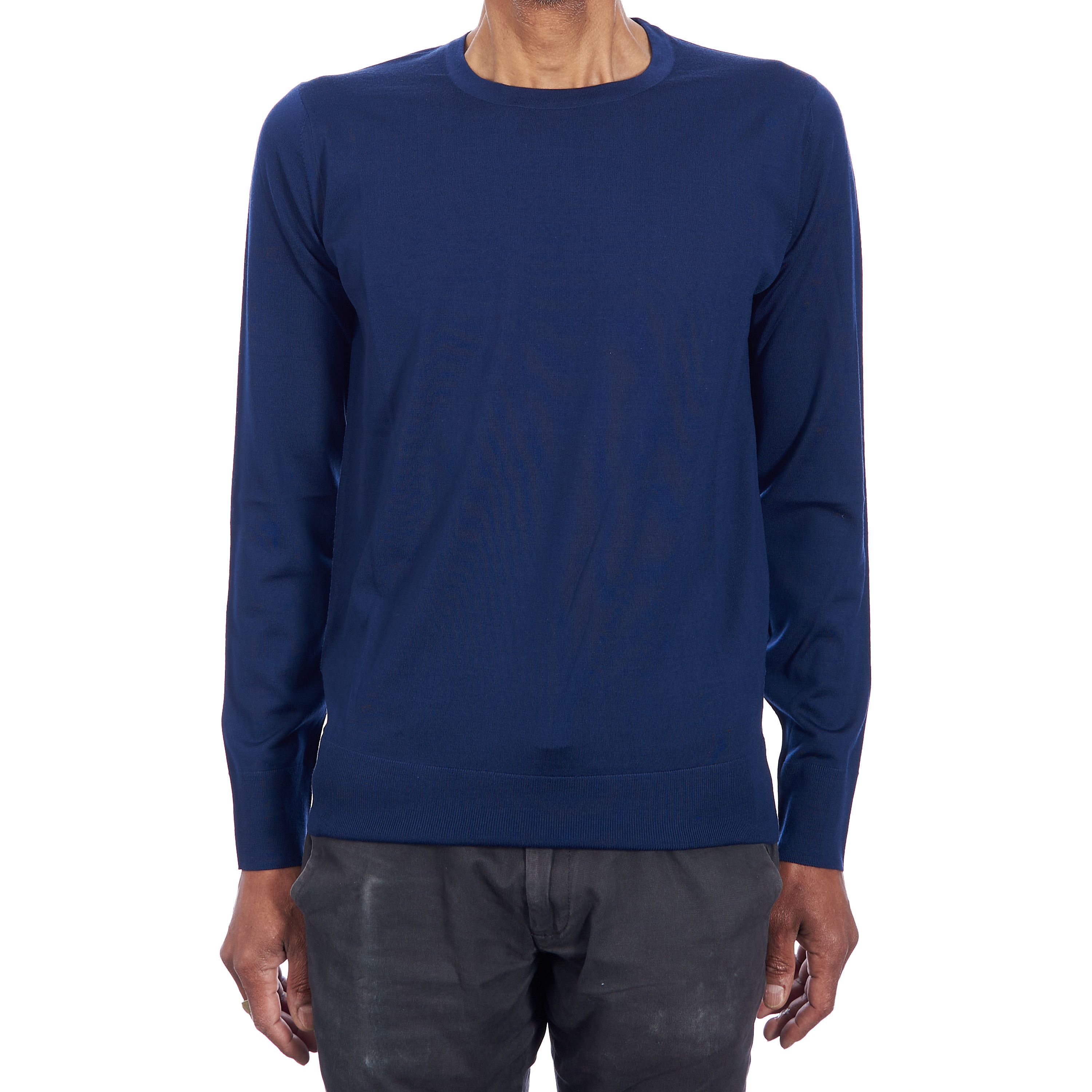 Loro Piana Crewneck T-Shirt In Oltreoceano Unito Blue Wish Wool Size US S / EU 44-46 / 1 - 1 Thumbnail