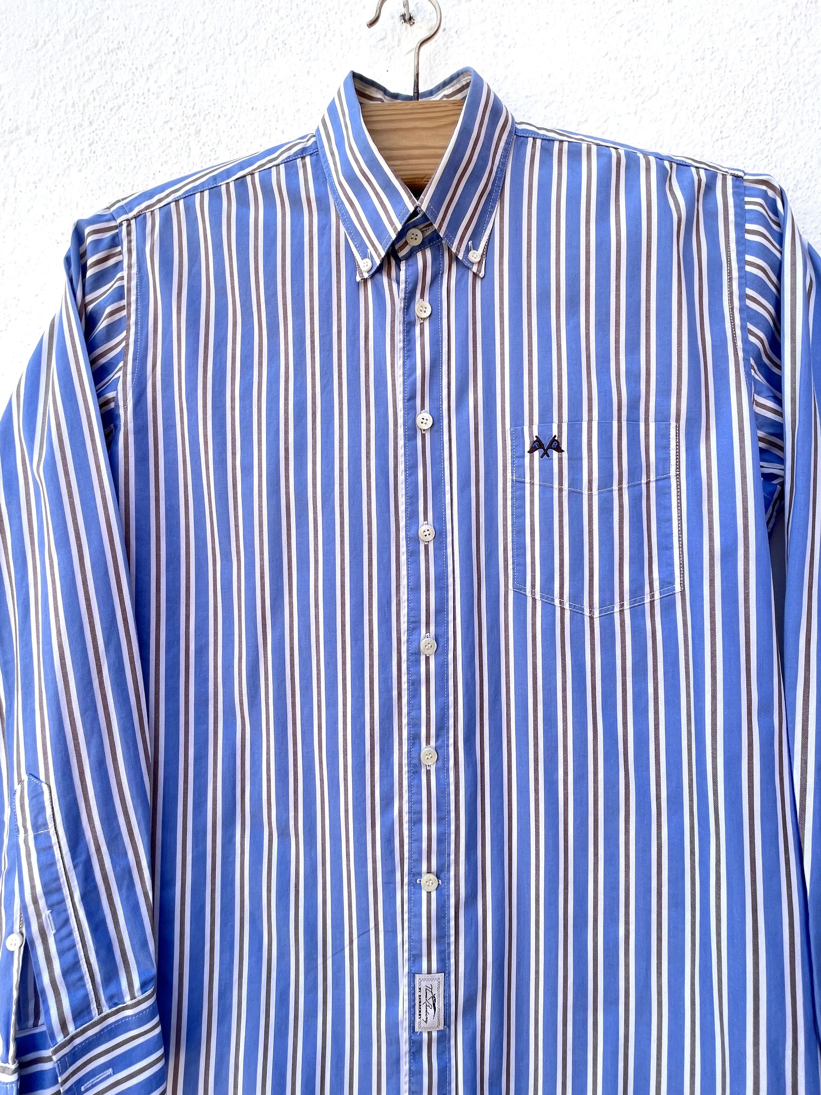Burberry 🔥blue striped shirt TB Burberry size M Size US M / EU 48-50 / 2 - 2 Thumbnail