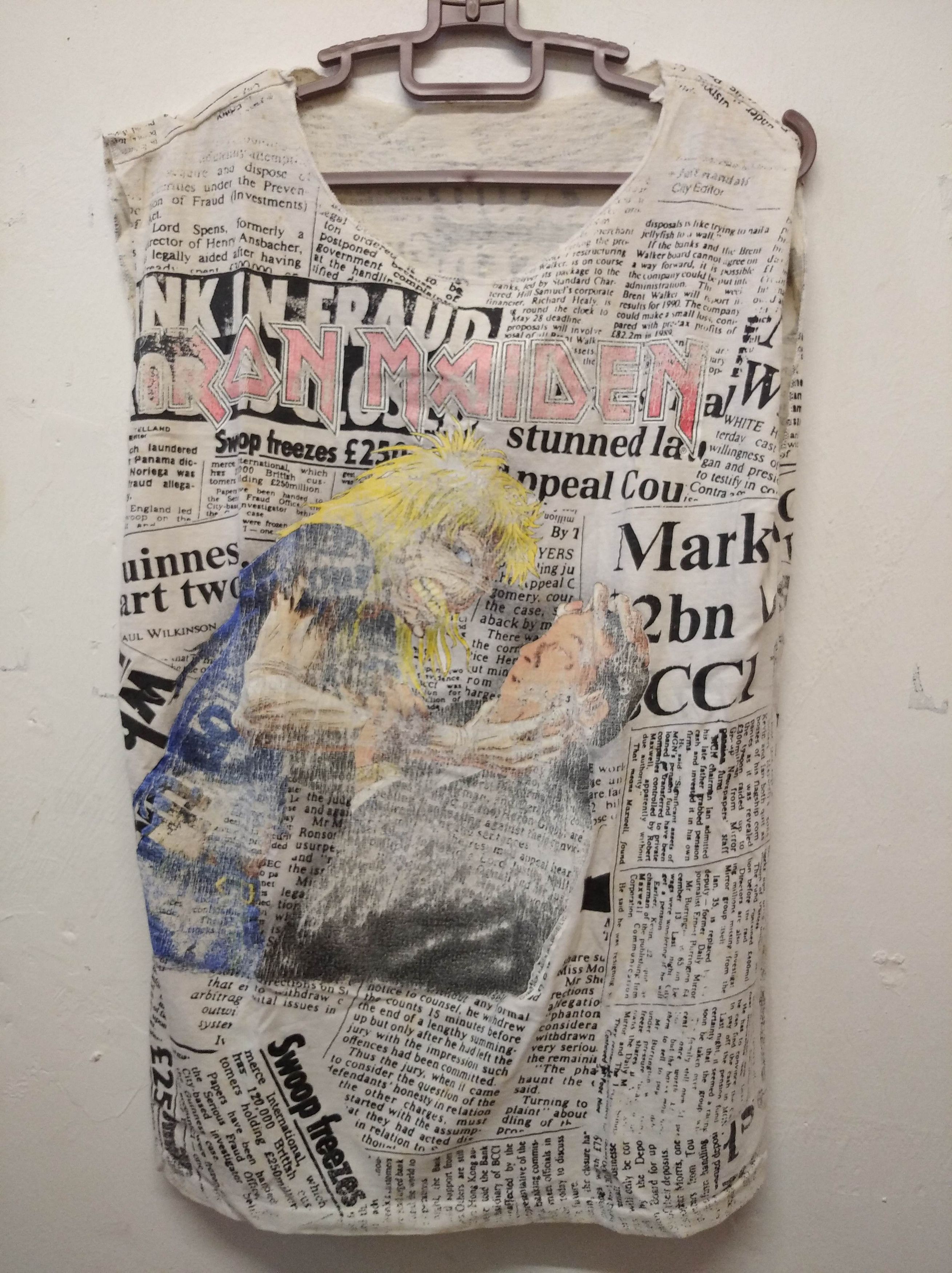 Vintage iron maiden 1992 newspaper all print T-Shirt