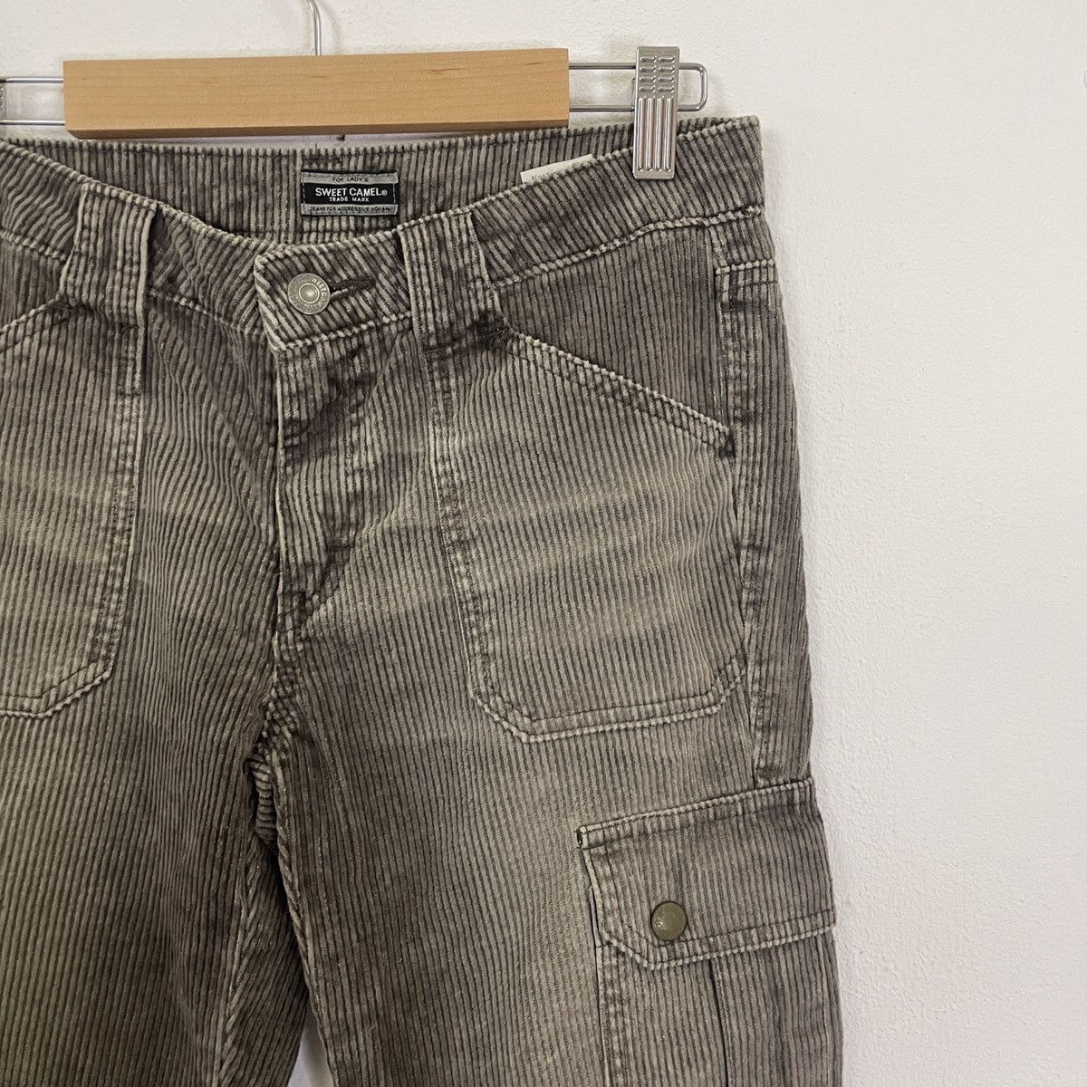 Japanese Brand Sweet Camel Utility Multipocket Couduroy Cargo Pants Size US 29 - 2 Thumbnail