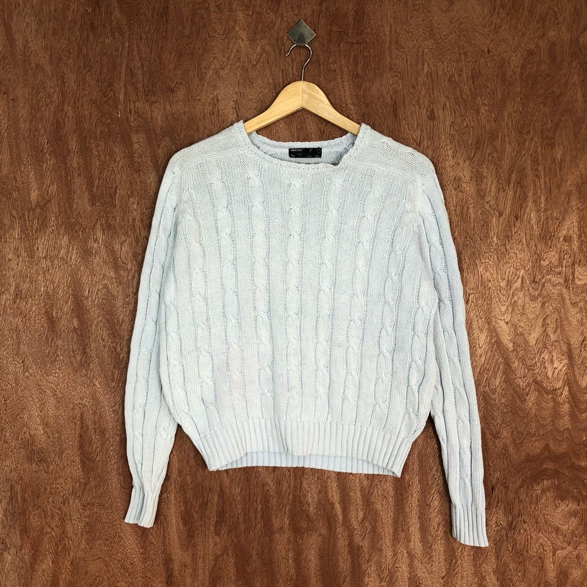 Aran Isles Knitwear Way Out Soft Blue made in japan cable Knitwear #H395 Size US M / EU 48-50 / 2 - 1 Thumbnail