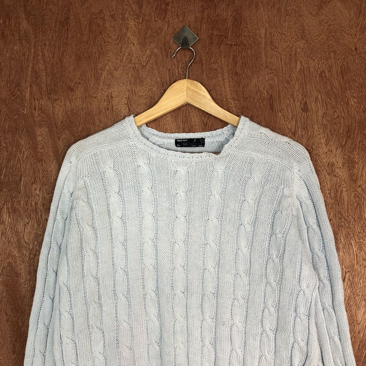 Aran Isles Knitwear Way Out Soft Blue made in japan cable Knitwear #H395 Size US M / EU 48-50 / 2 - 2 Thumbnail