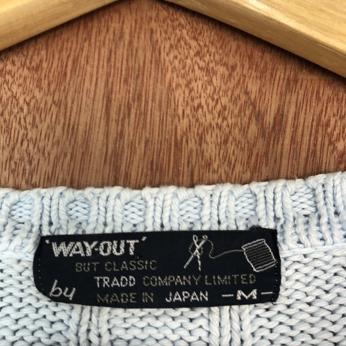 Aran Isles Knitwear Way Out Soft Blue made in japan cable Knitwear #H395 Size US M / EU 48-50 / 2 - 9 Thumbnail
