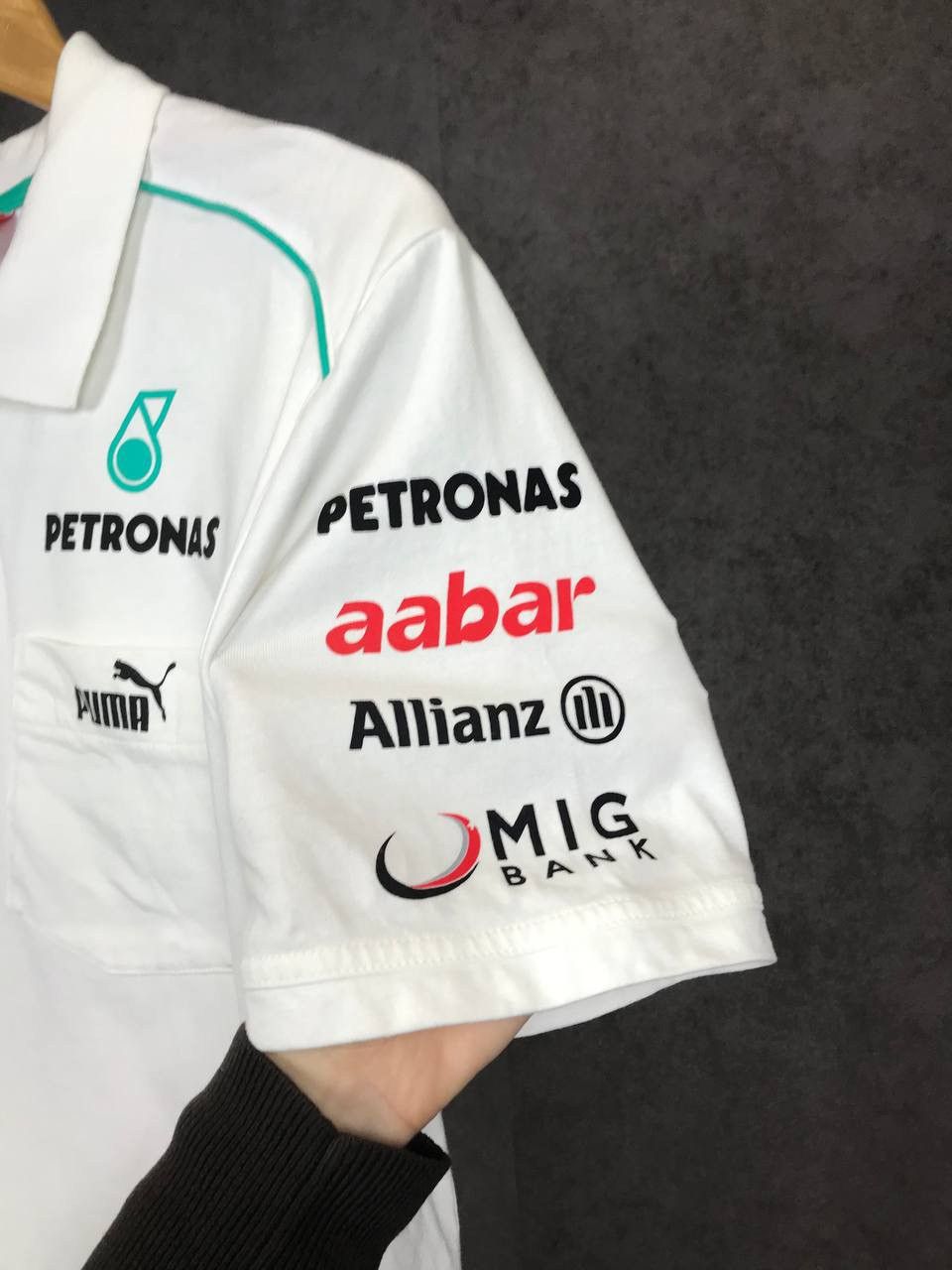 Mercedes-Benz Mercedes Benz Petronas overprinted racing moto polo tee Size US L / EU 52-54 / 3 - 4 Thumbnail