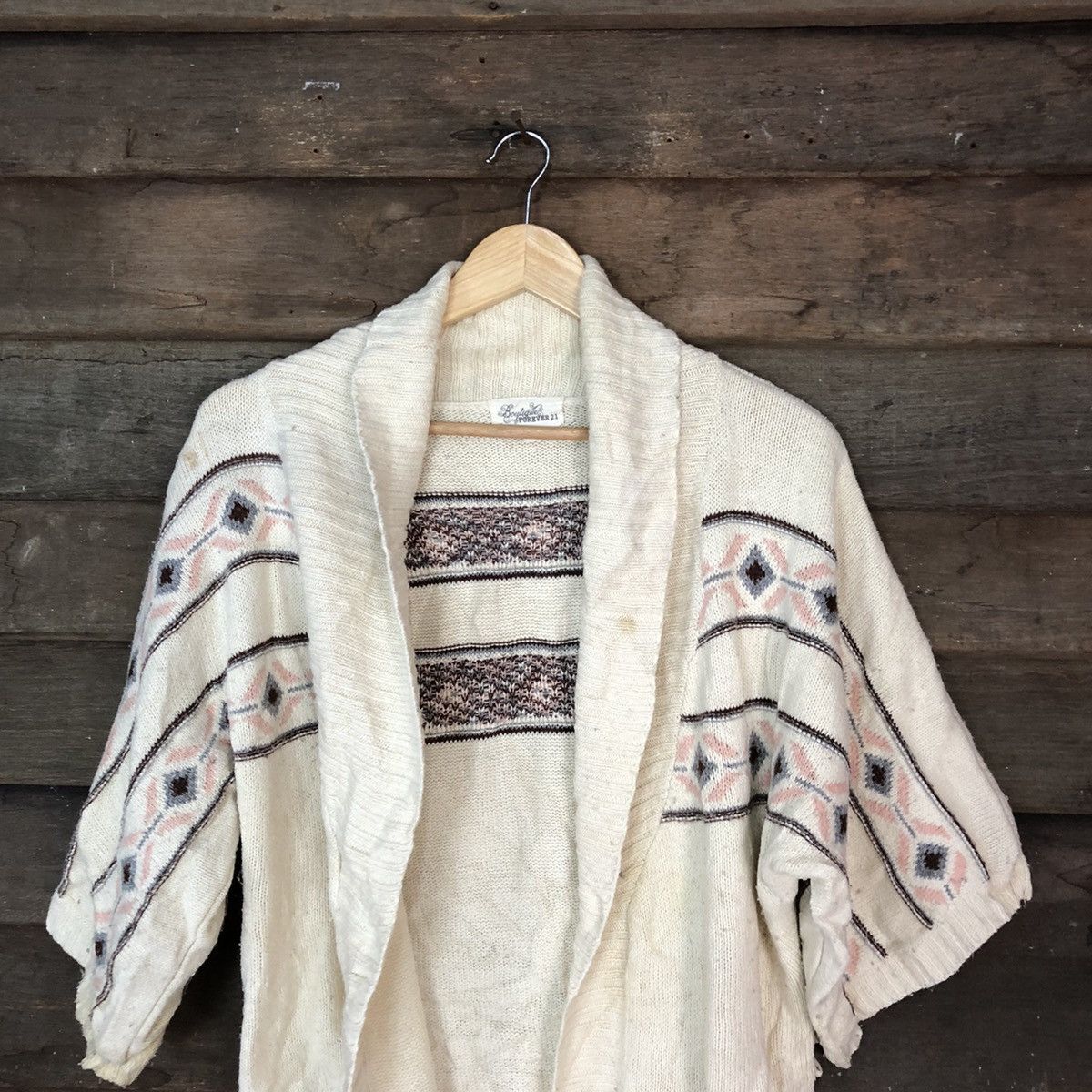 Homespun Knitwear Boutique Forever 21 White art cardigan Knitwear #H434 Size US L / EU 52-54 / 3 - 2 Thumbnail