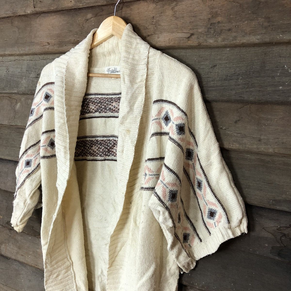 Homespun Knitwear Boutique Forever 21 White art cardigan Knitwear #H434 Size US L / EU 52-54 / 3 - 5 Thumbnail