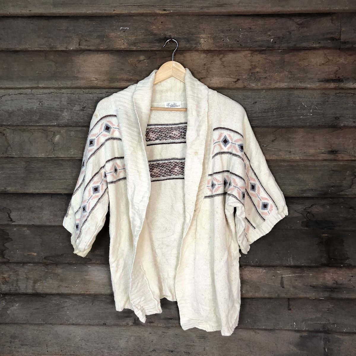 Homespun Knitwear Boutique Forever 21 White art cardigan Knitwear #H434 Size US L / EU 52-54 / 3 - 1 Thumbnail