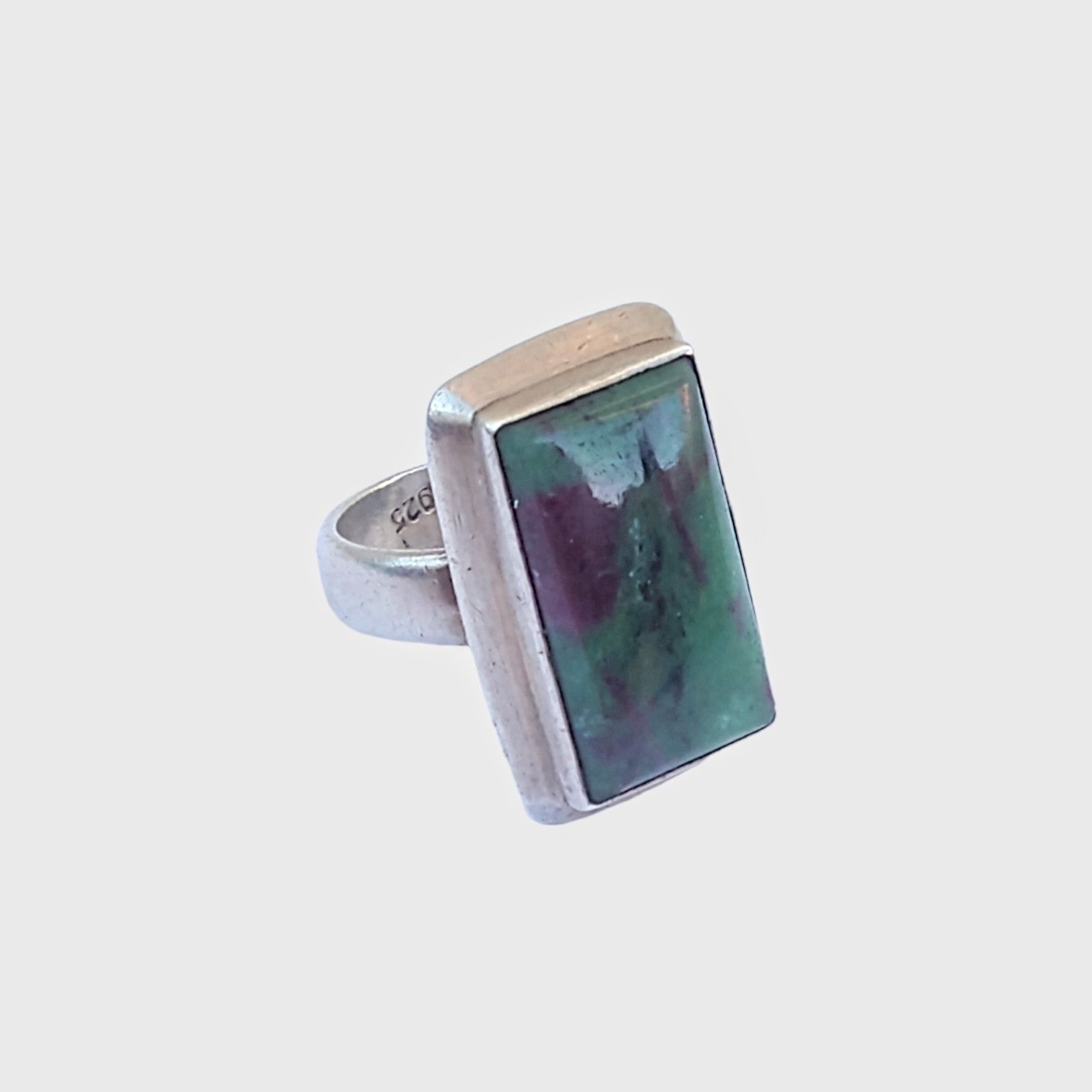 Jewelry Vintage Sterling Silver Ring Size 7.5 Ruby Zoisite Modern Size ONE SIZE - 1 Thumbnail