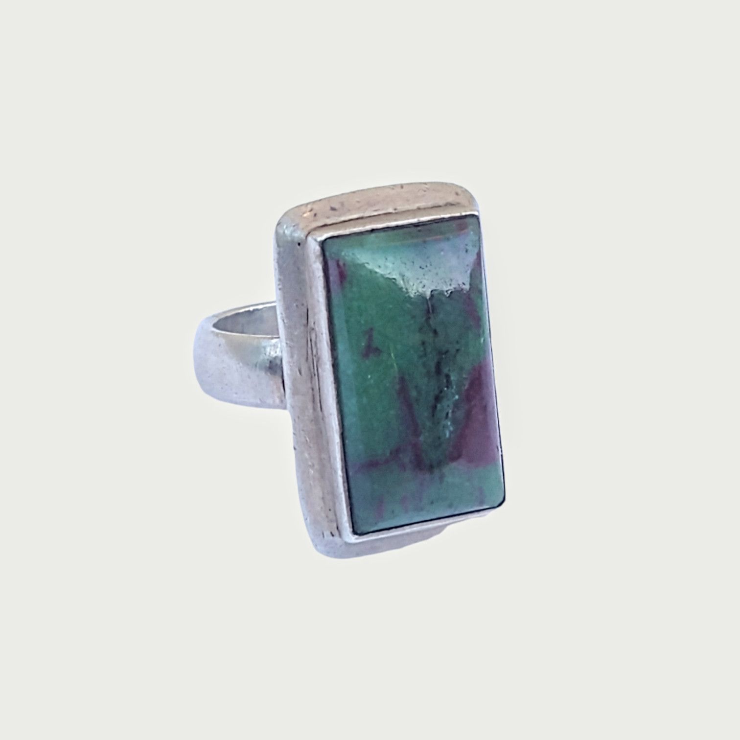 Jewelry Vintage Sterling Silver Ring Size 7.5 Ruby Zoisite Modern Size ONE SIZE - 2 Thumbnail