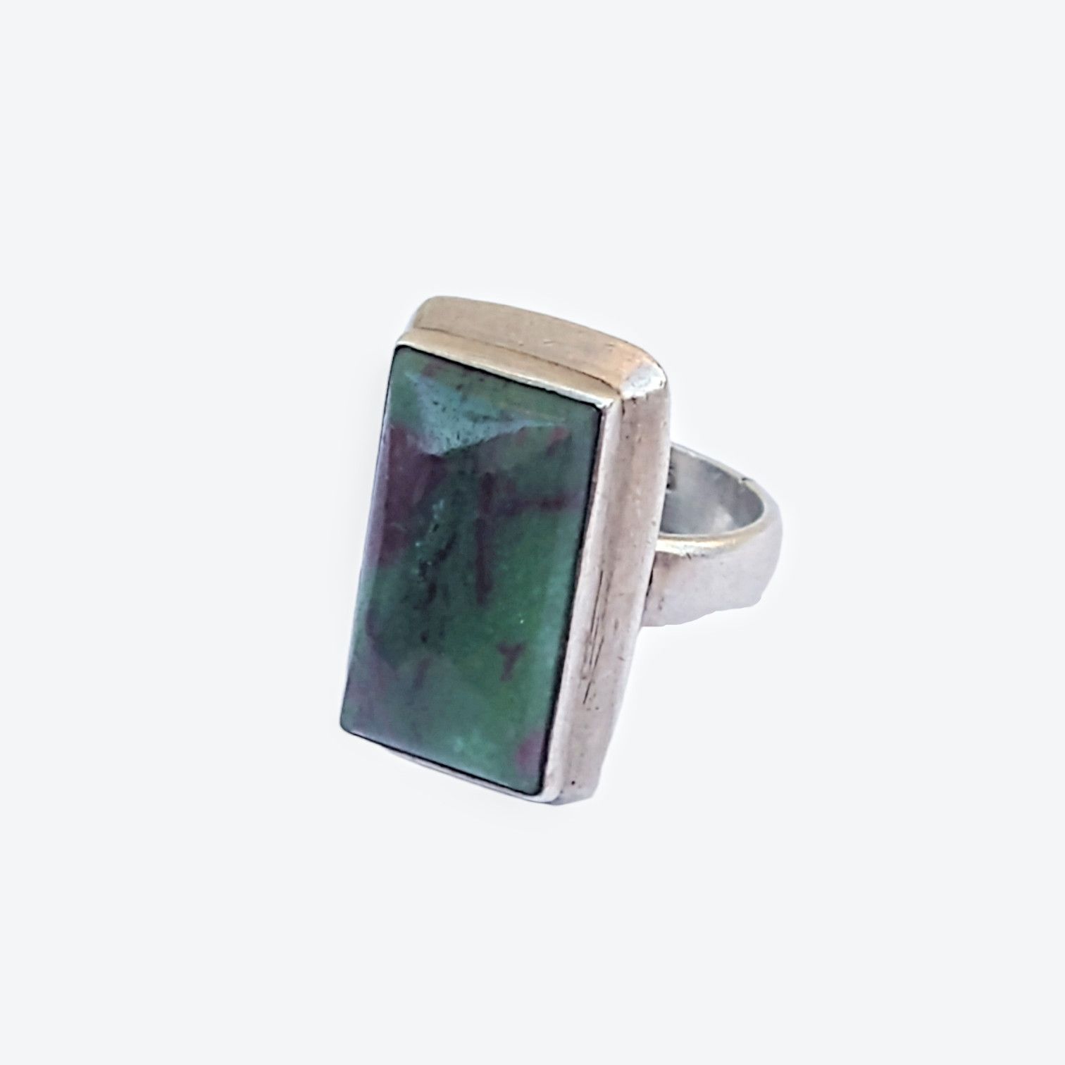 Jewelry Vintage Sterling Silver Ring Size 7.5 Ruby Zoisite Modern Size ONE SIZE - 4 Thumbnail