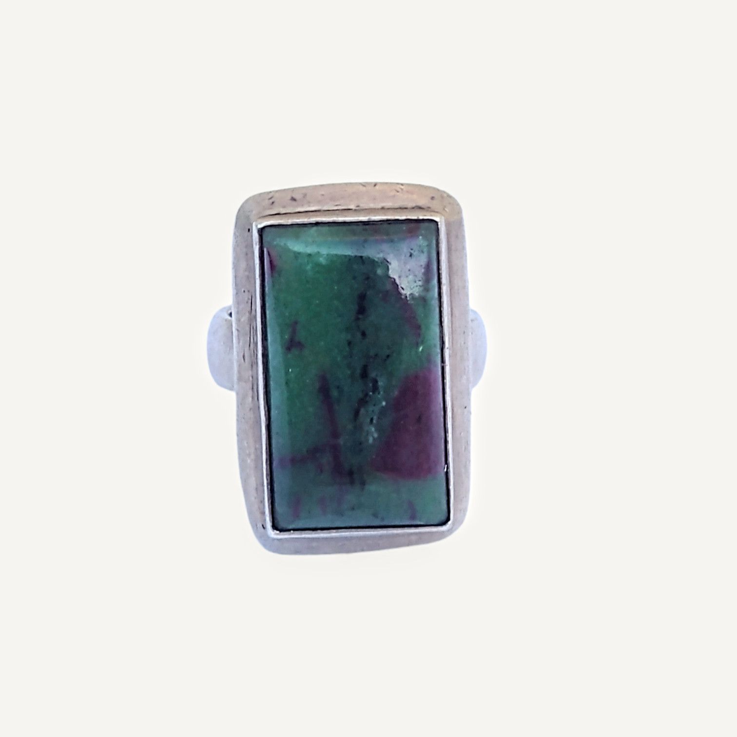 Jewelry Vintage Sterling Silver Ring Size 7.5 Ruby Zoisite Modern Size ONE SIZE - 3 Thumbnail