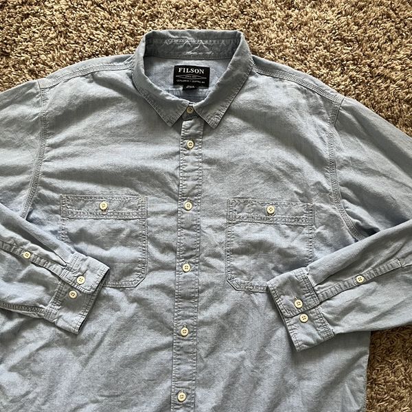 Filson Chambray Work Wear Cargo Field Button Up Shirt | Grailed