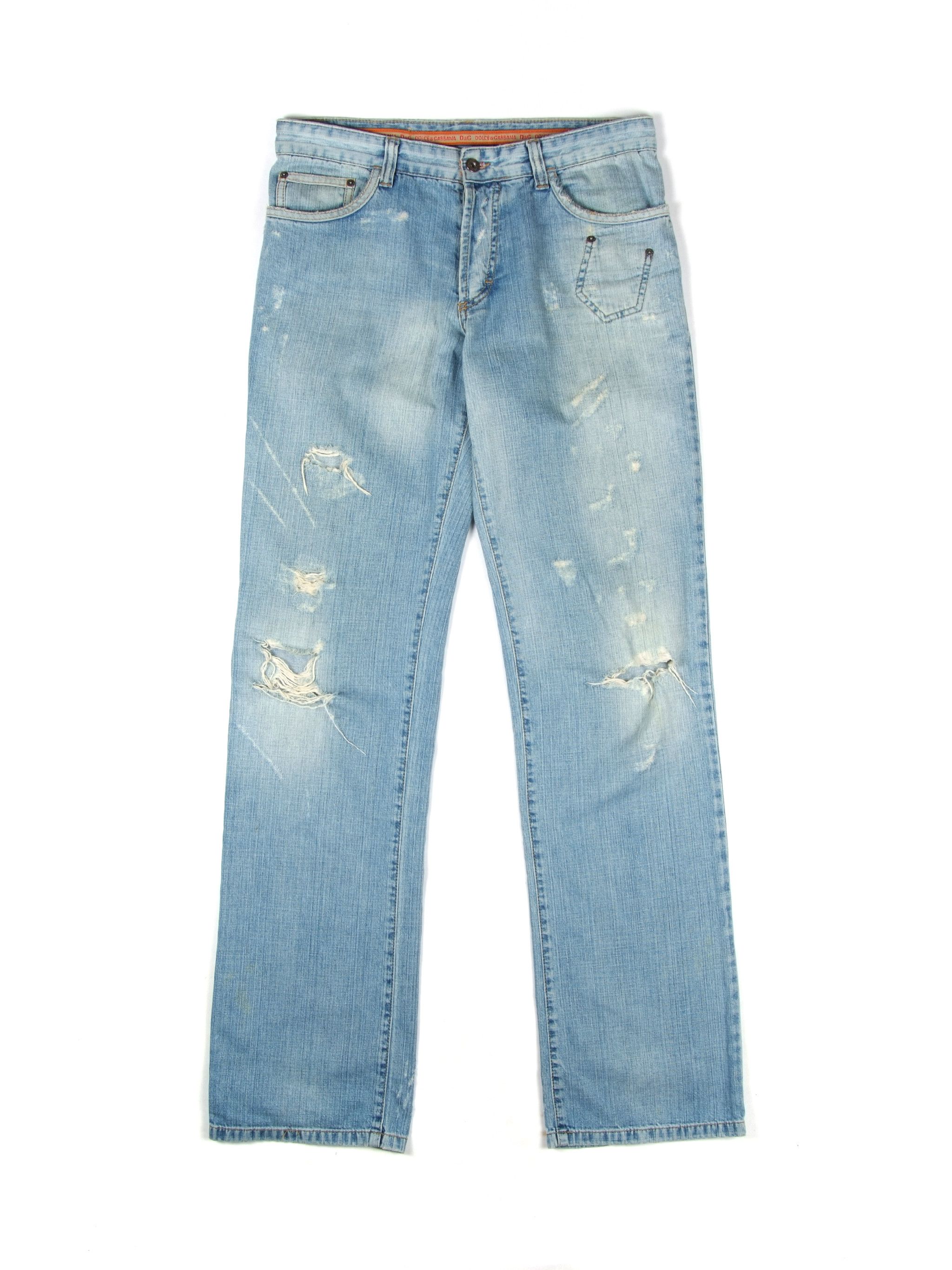 Dolce & Gabbana × Vintage Vintage y2k Dolce & Gabbana Distressed Denim Jeans (33) Size US 33 - 1 Thumbnail