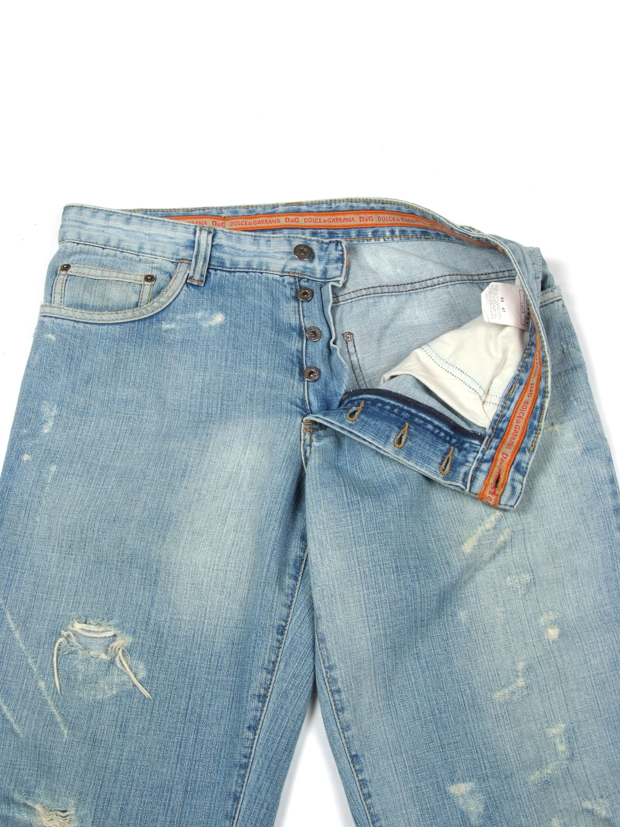 Dolce & Gabbana × Vintage Vintage y2k Dolce & Gabbana Distressed Denim Jeans (33) Size US 33 - 4 Thumbnail