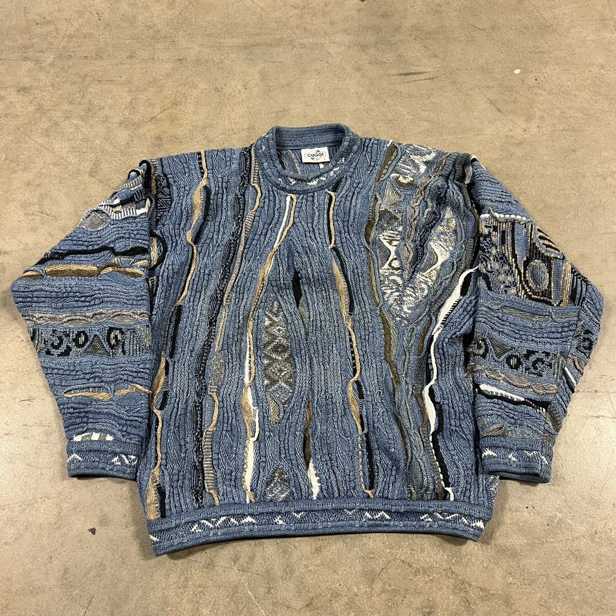 Vintage 80’s Coogi Cuggi Knit Blue Black Knit Sweater
