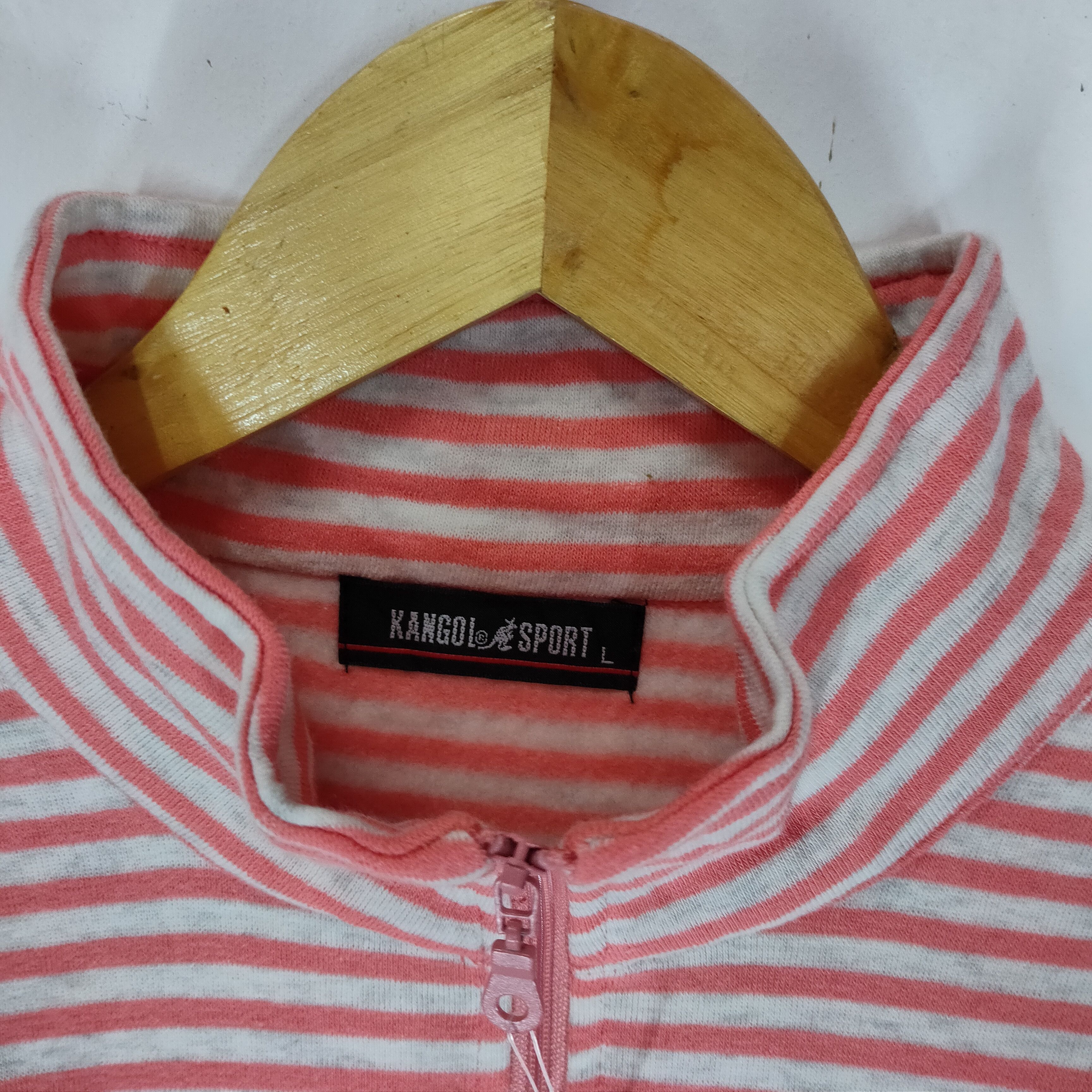 Kangol KANGOL SPORT Stripe Pattern Unworn Pink Neck Zipper Sweater Size US M / EU 48-50 / 2 - 4 Thumbnail
