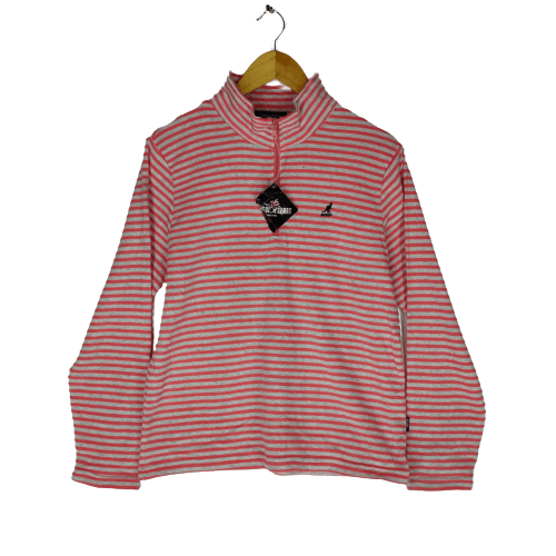 image of Kangol Sport Stripe Pattern Unworn Pink Neck Zipper Sweater, Men's (Size Medium)