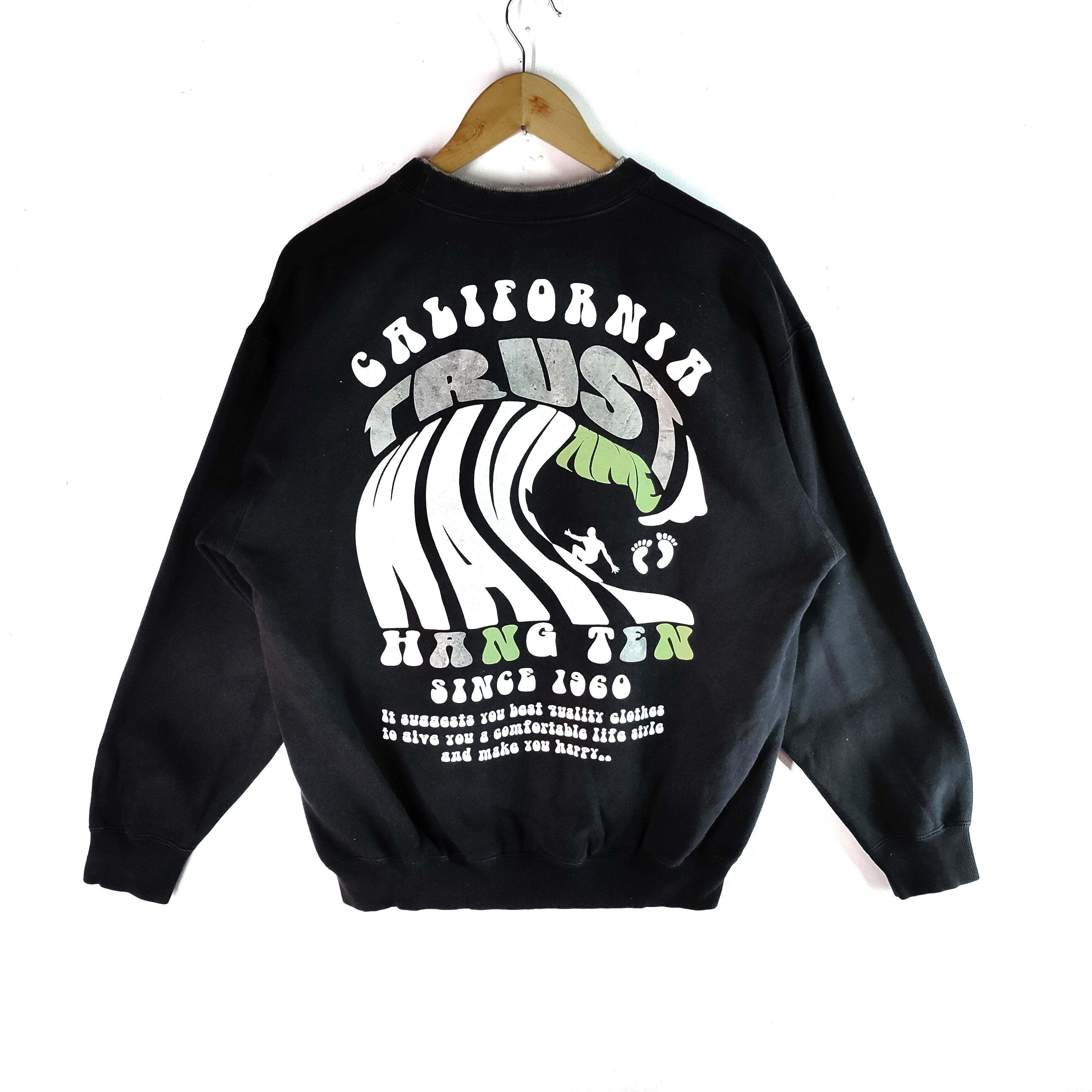 image of Hang Ten Surfing Bog Back Print Watersport Sweatshirt, Men's (Size Large)