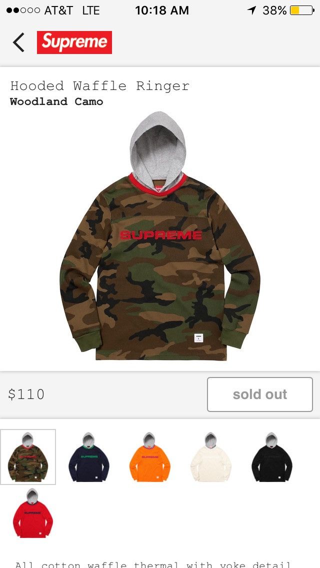 Supreme Supreme Hooded Waffle Ringer Camo | Grailed