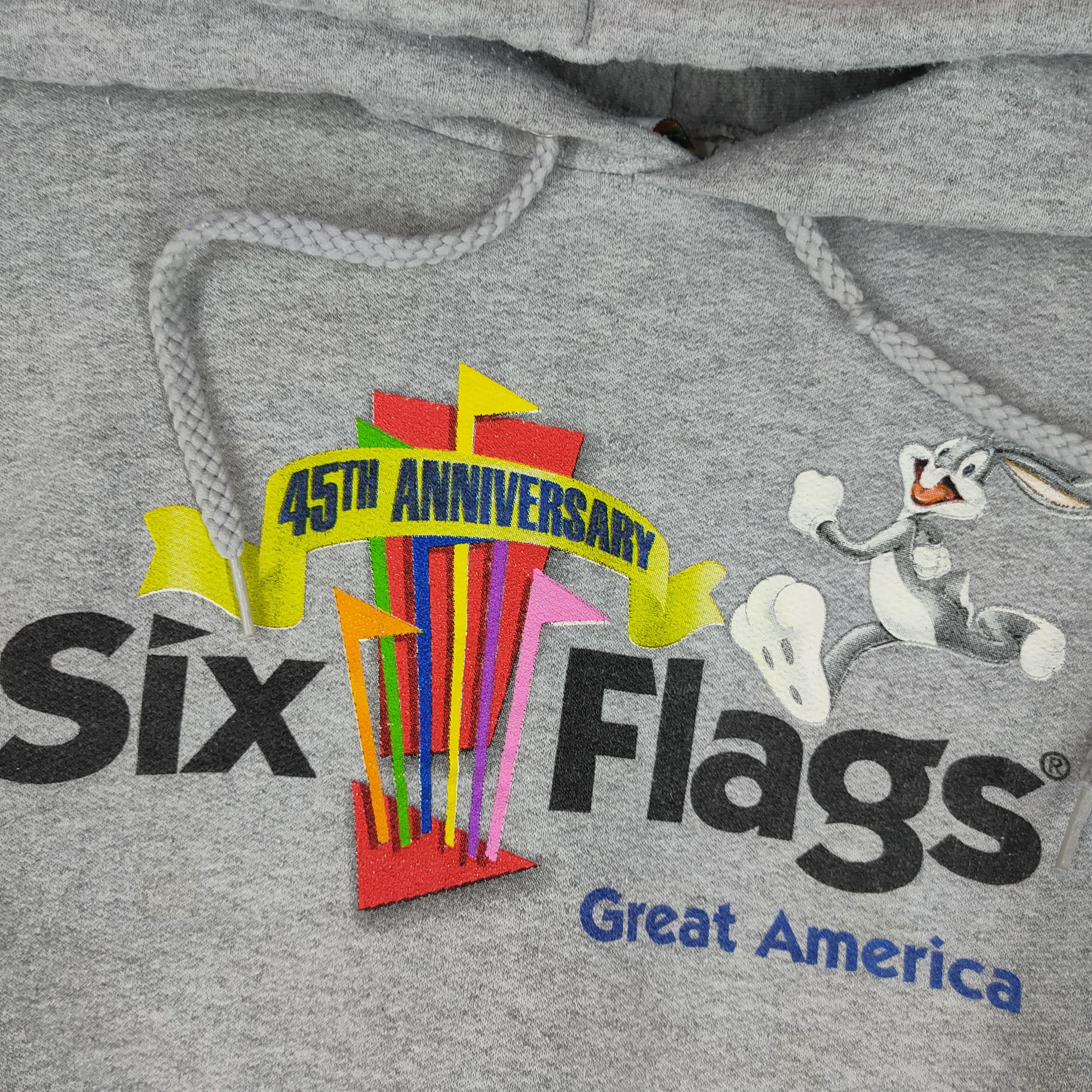 Warner Bros Rare🔥Warner Bros BUGS BUNNY Six Flags Logo Hoodie Size US XL / EU 56 / 4 - 2 Thumbnail