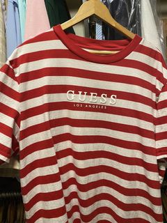 Guess red outlet striped shirt