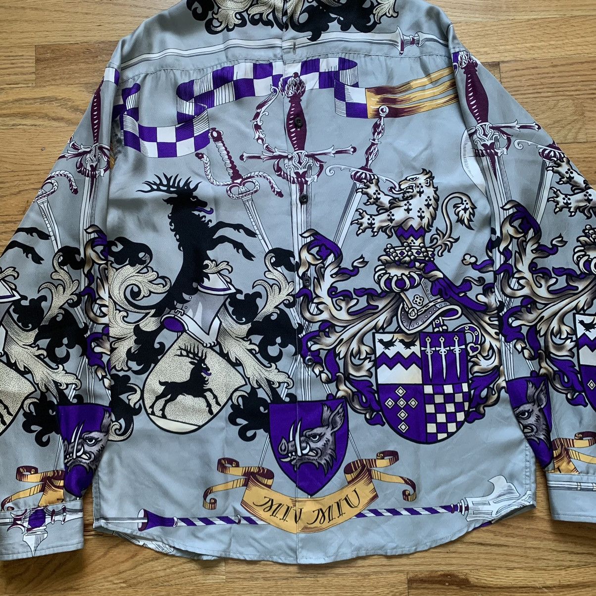 Miu Miu Coat of Arms Silk Button Up Shirt Size US M / EU 48-50 / 2 - 2 Thumbnail