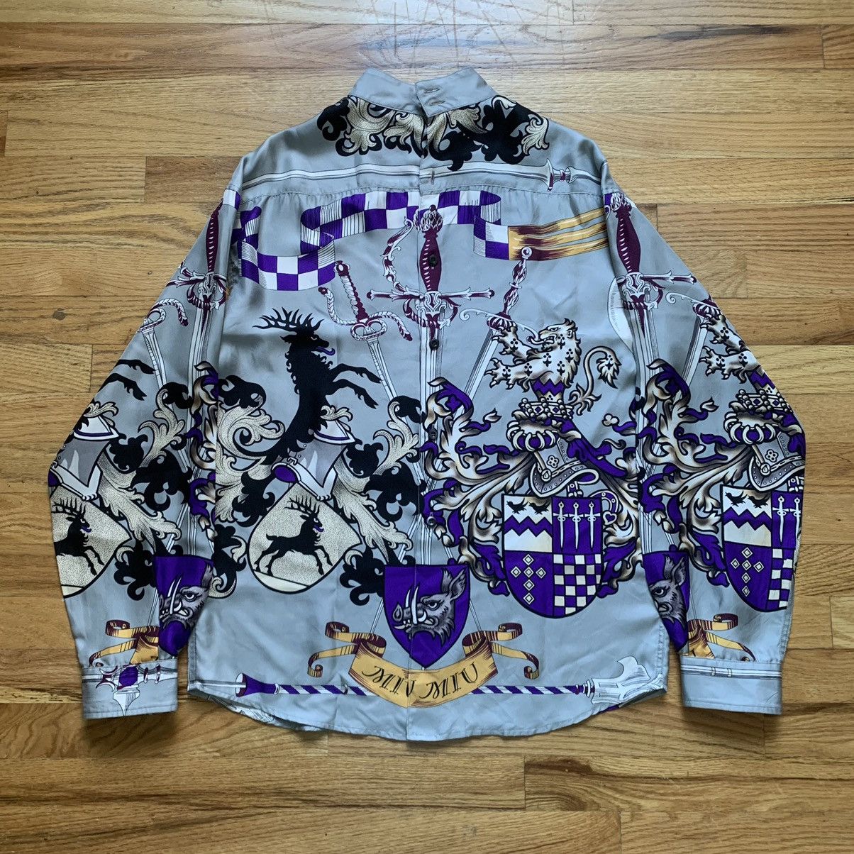 Miu Miu Coat of Arms Silk Button Up Shirt Size US M / EU 48-50 / 2 - 1 Thumbnail